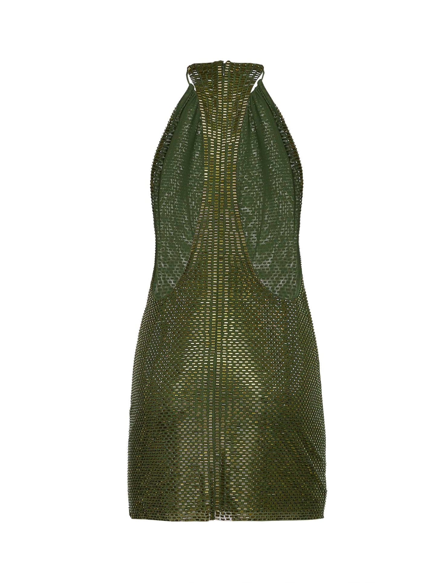 Self Portrait Women Olive Rhinestone Mini Dress SELF-PORTRAIT