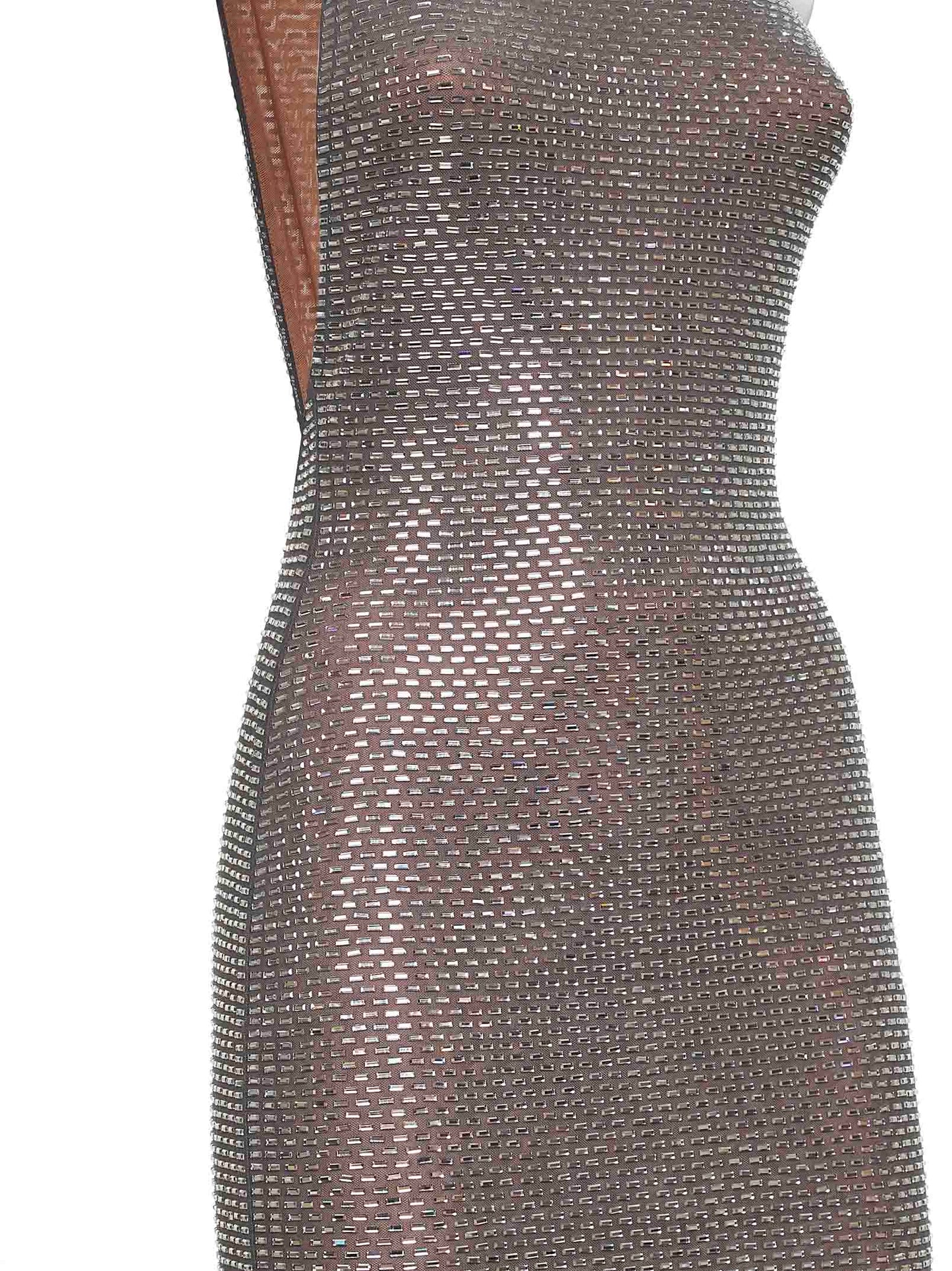 Self Portrait Women Grey Rhinestone One-Shoulder Maxi Dress SELF-PORTRAIT