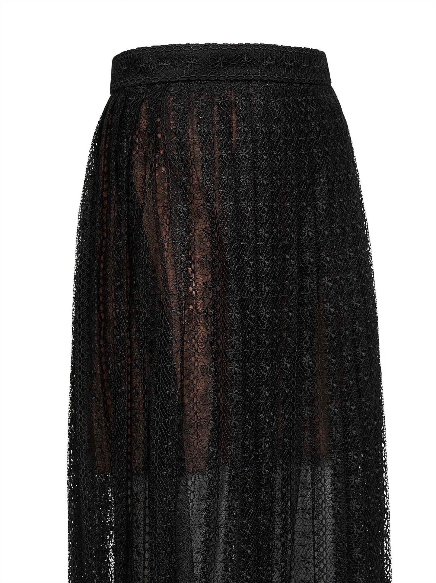 Self Portrait Women Black Organza Lace Midi Skirt SELF-PORTRAIT