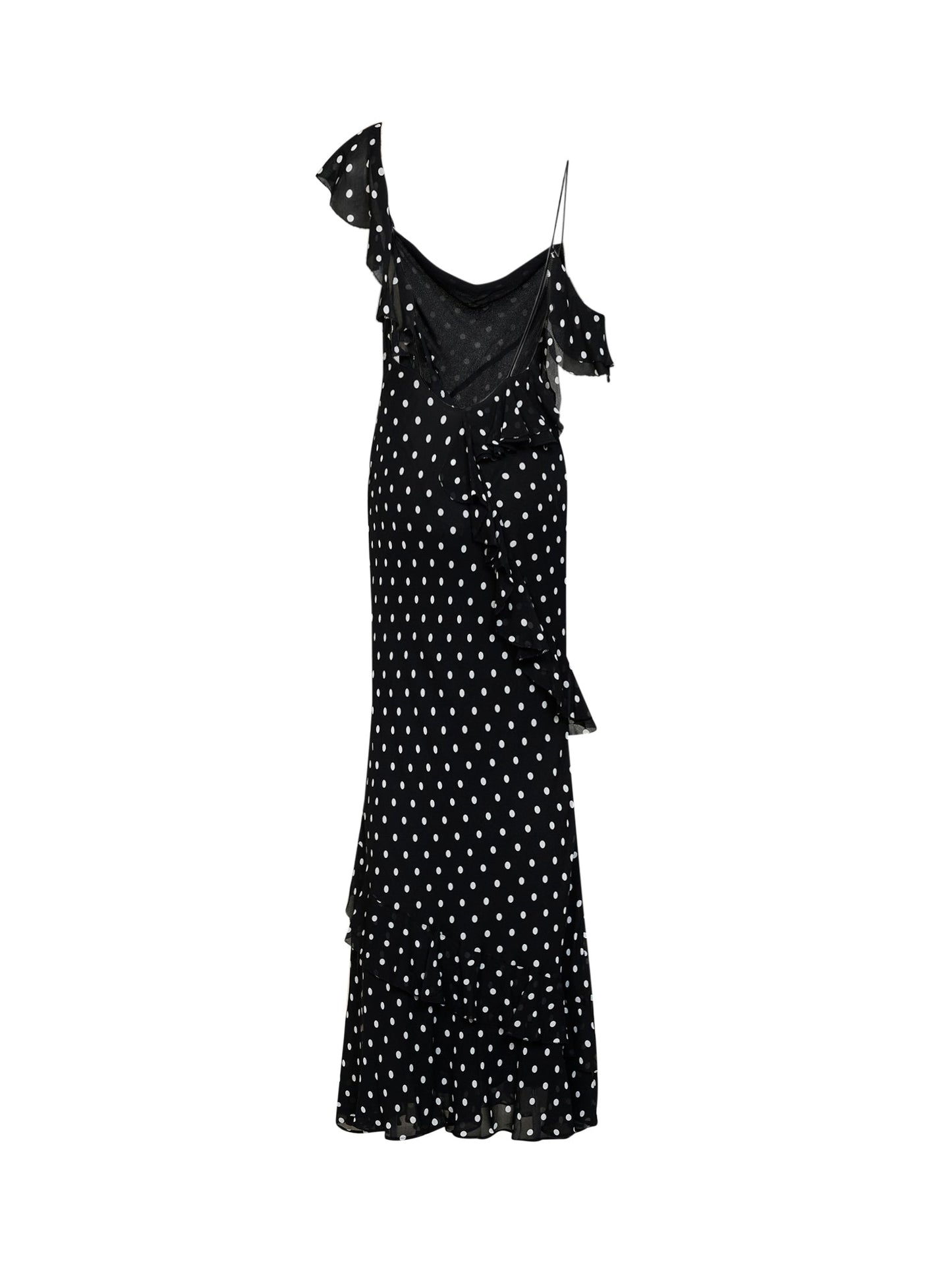 Self Portrait Women Black Polka Dot Georgette Maxi Dress SELF-PORTRAIT