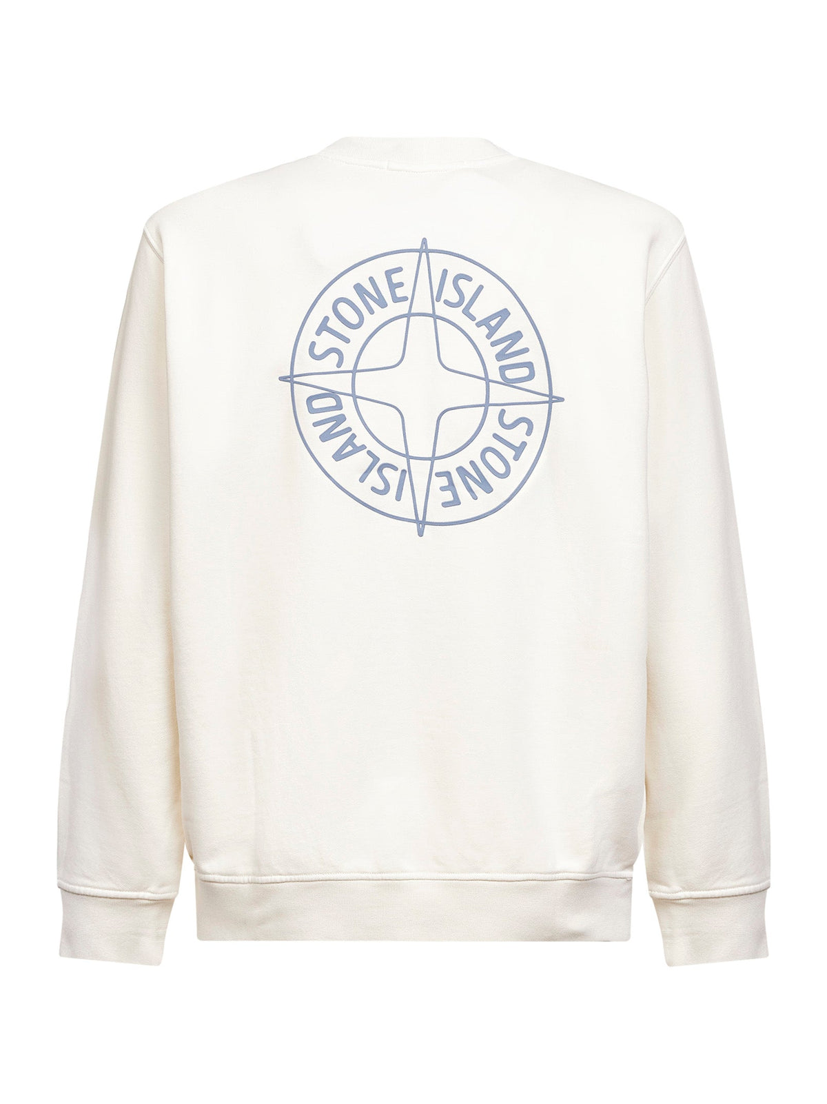 Stone Island Men Ivory Cotton "Outline Compass" Printed Sweatshirt STONE ISLAND