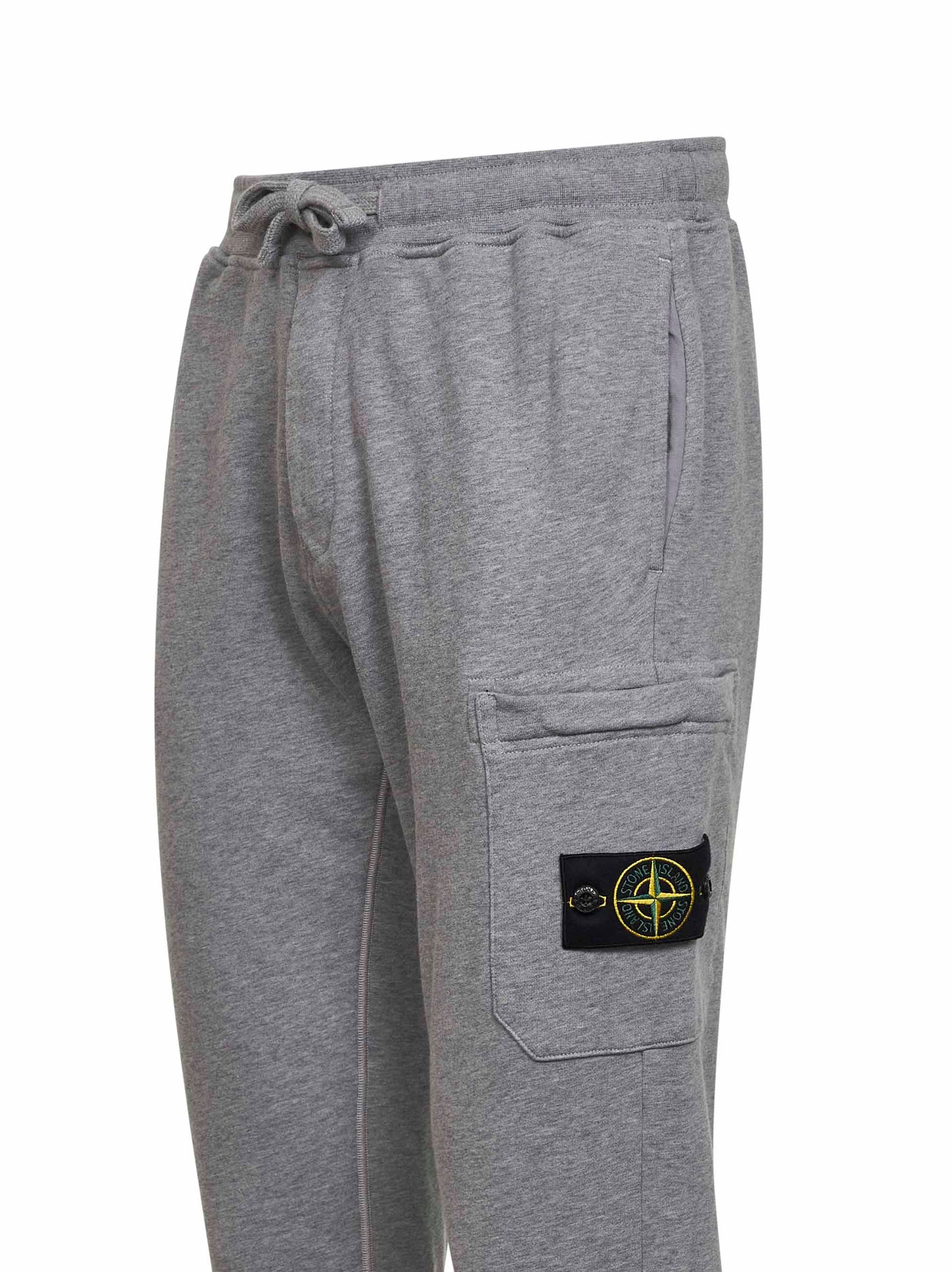 Stone Island Men Dust Grey Melange Organic Mélange Cotton Fleece Joggers STONE ISLAND