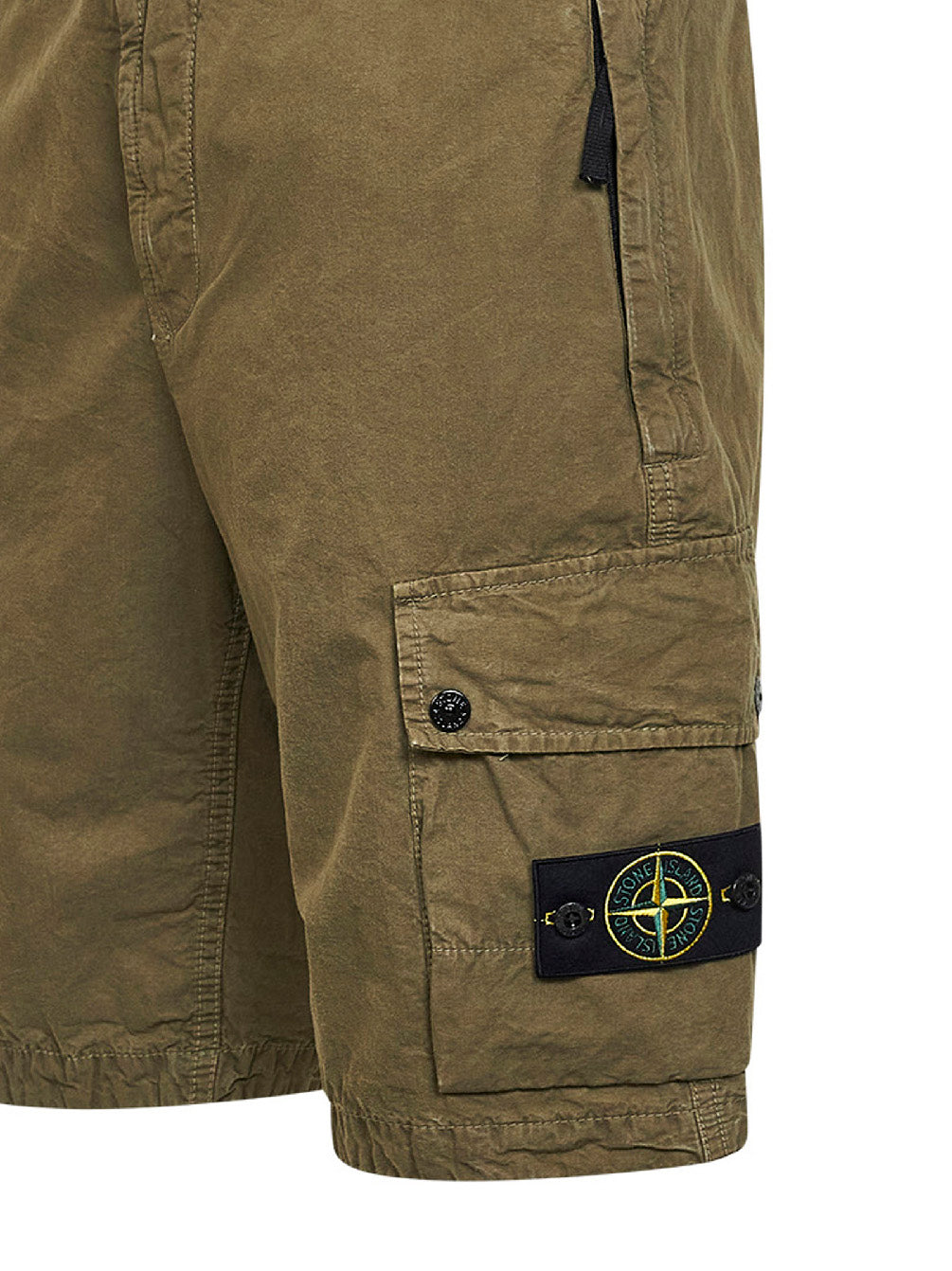 Stone Island Men Military Green Organic Cotton Twill Cargo Bermuda Shorts STONE ISLAND