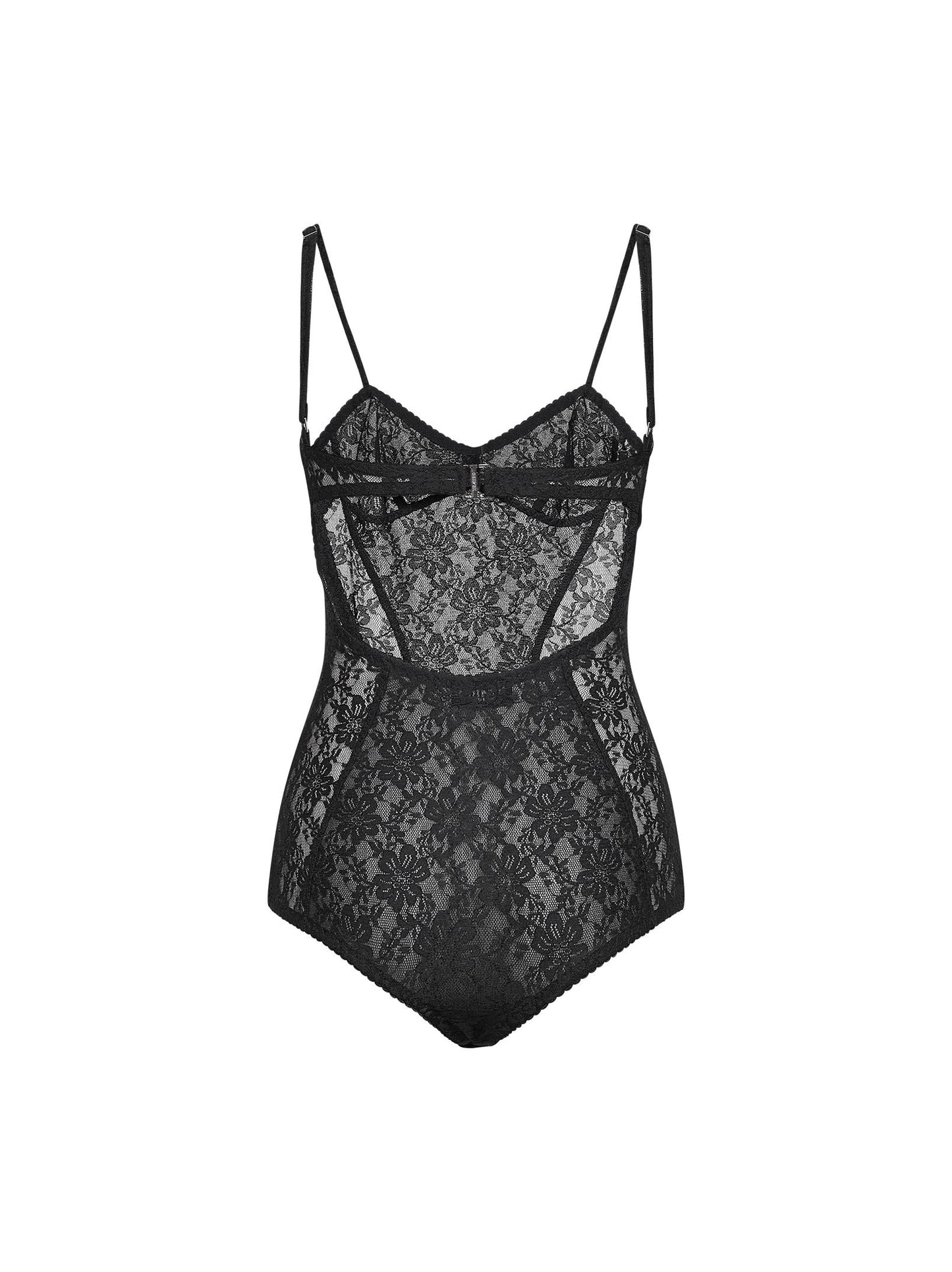 The Attico Women Black Stretch Lace Bodysuit THE ATTICO
