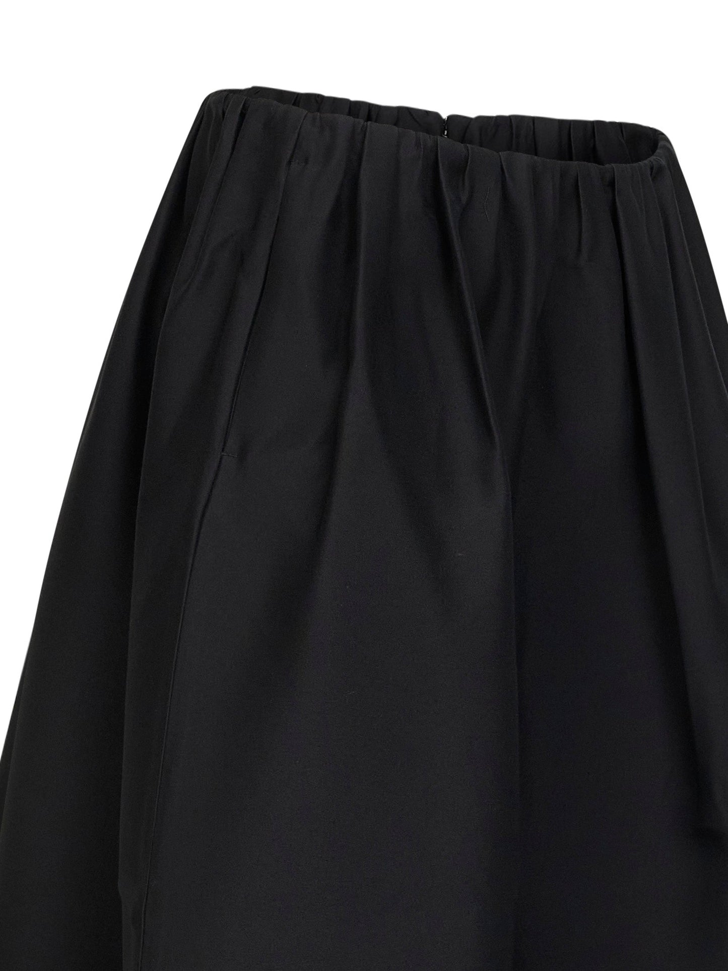 Toteme Women Black Wool And Silk Gathered Midi Skirt TOTEME