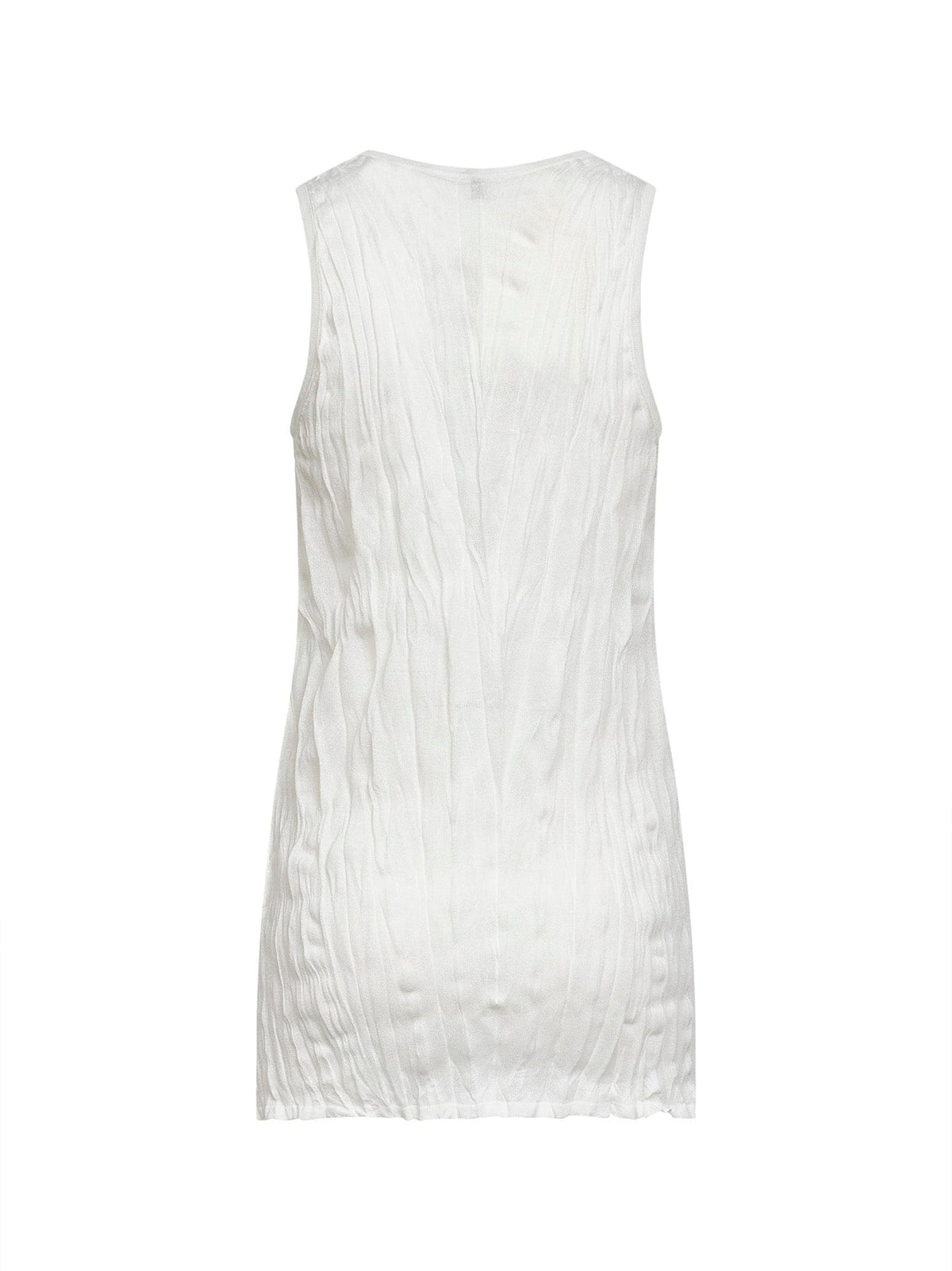 Toteme Women White Crinkled Viscose Blend Knit Tank Top TOTEME