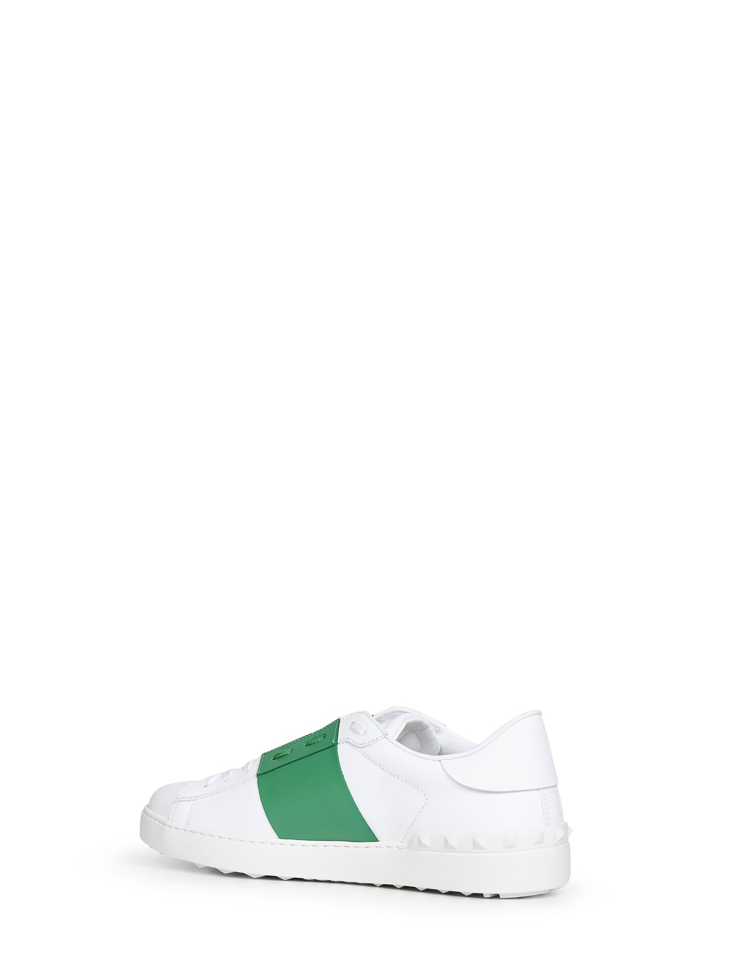 Valentino Garavani Men White And Green Calfskin Leather Open Sneakers VALENTINO GARAVANI