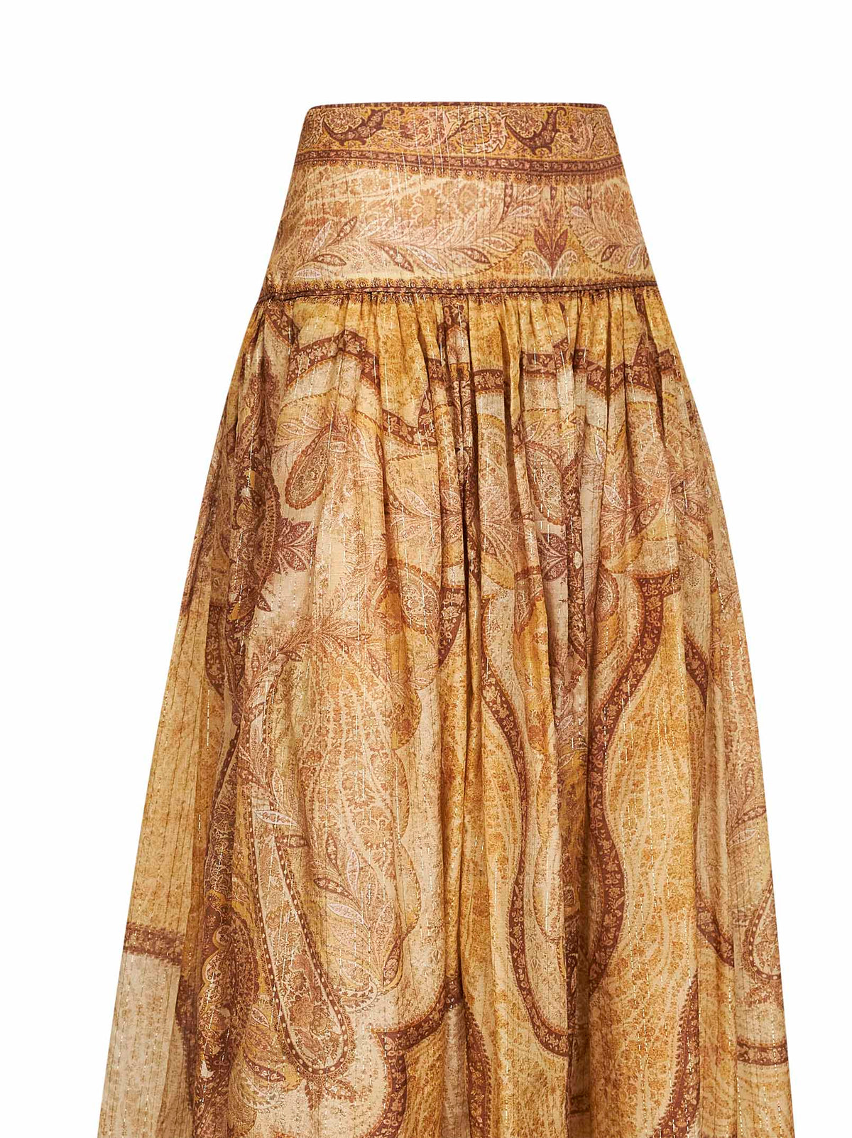 Zimmermann Women Tapestry-Print Mustard Cotton-Slik Blend Wanderlust Maxi Skirt ZIMMERMANN