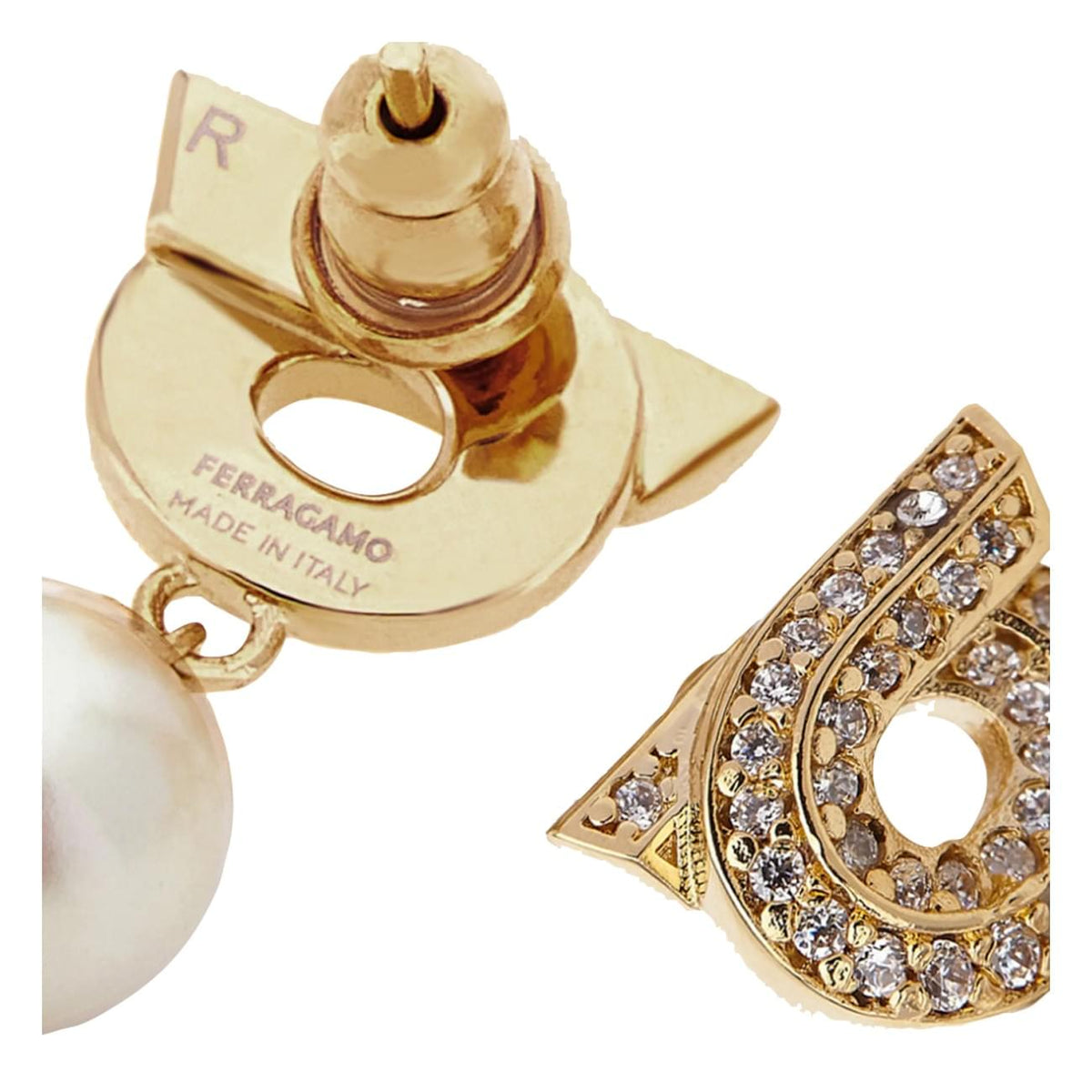 Ferragamo Women Pearl And Crystals Gancini Earrings FERRAGAMO