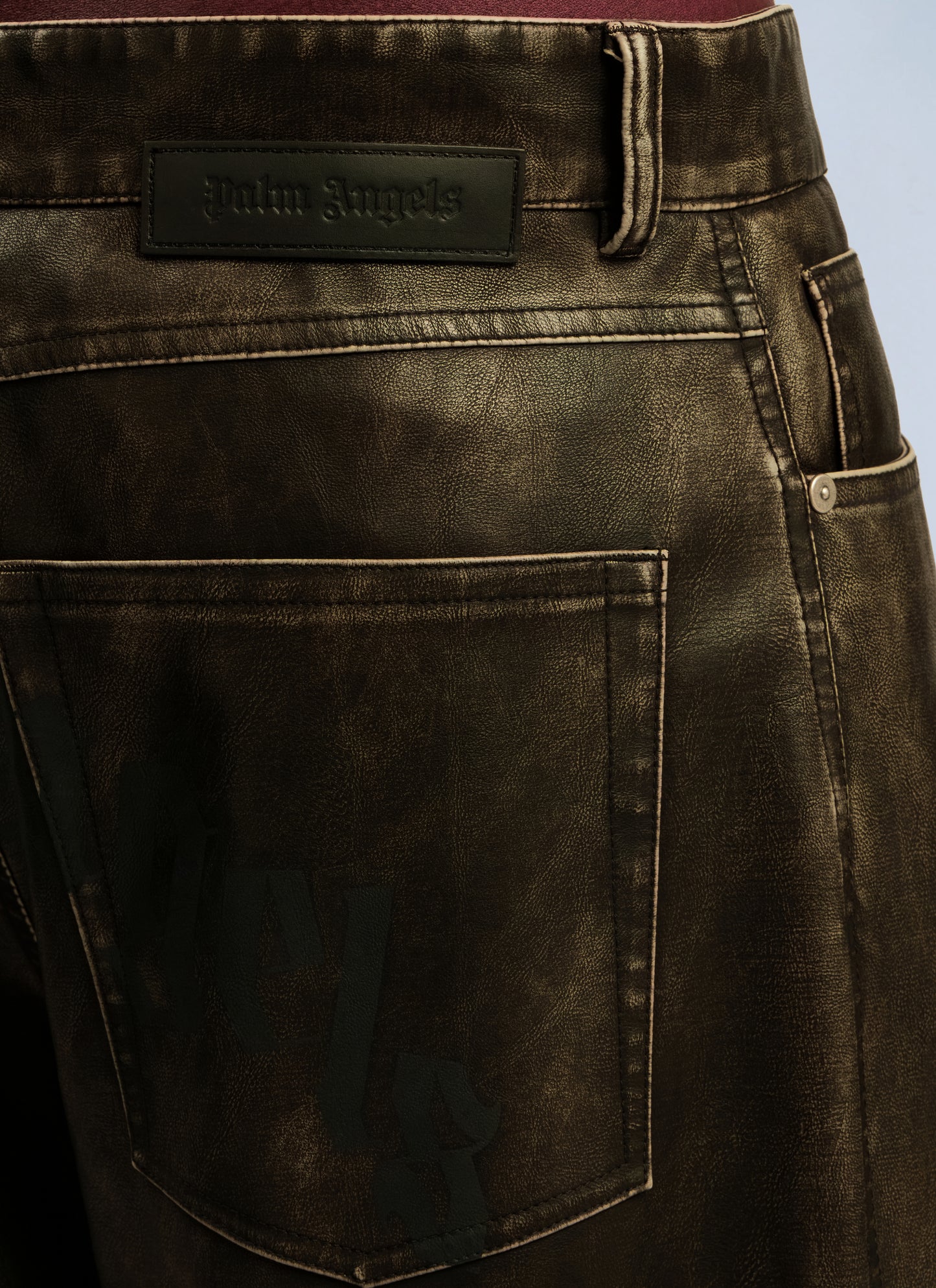 Palm Angels Men Curved Logo Coated Pants PALM ANGELS