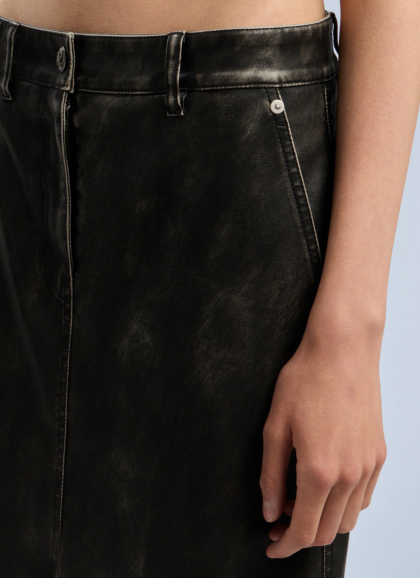 Palm Angels Women Curved Logo Coated Long Skirt PALM ANGELS