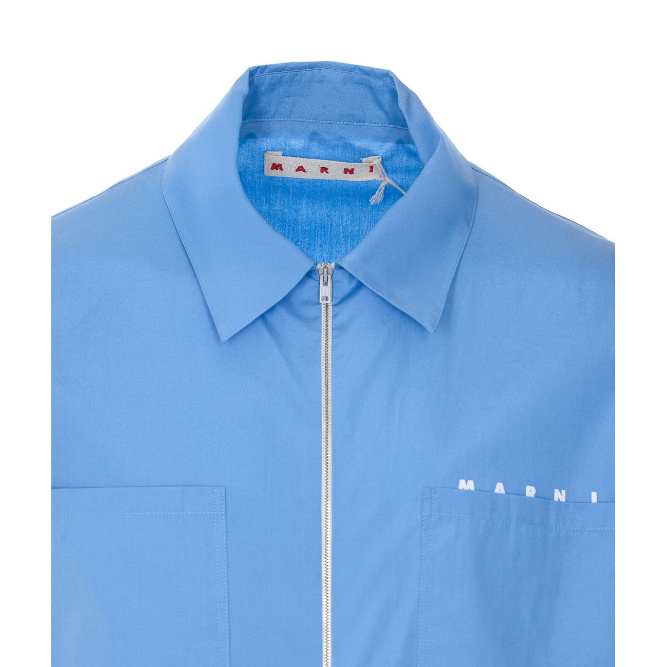Marni Men Poplin Zip Shirt With Hidden Logo MARNI