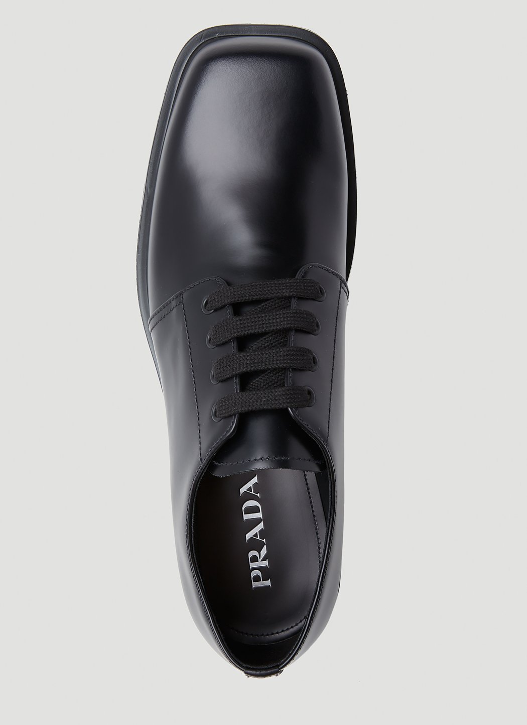 Prada Men Brushed Leather Derby Shoes