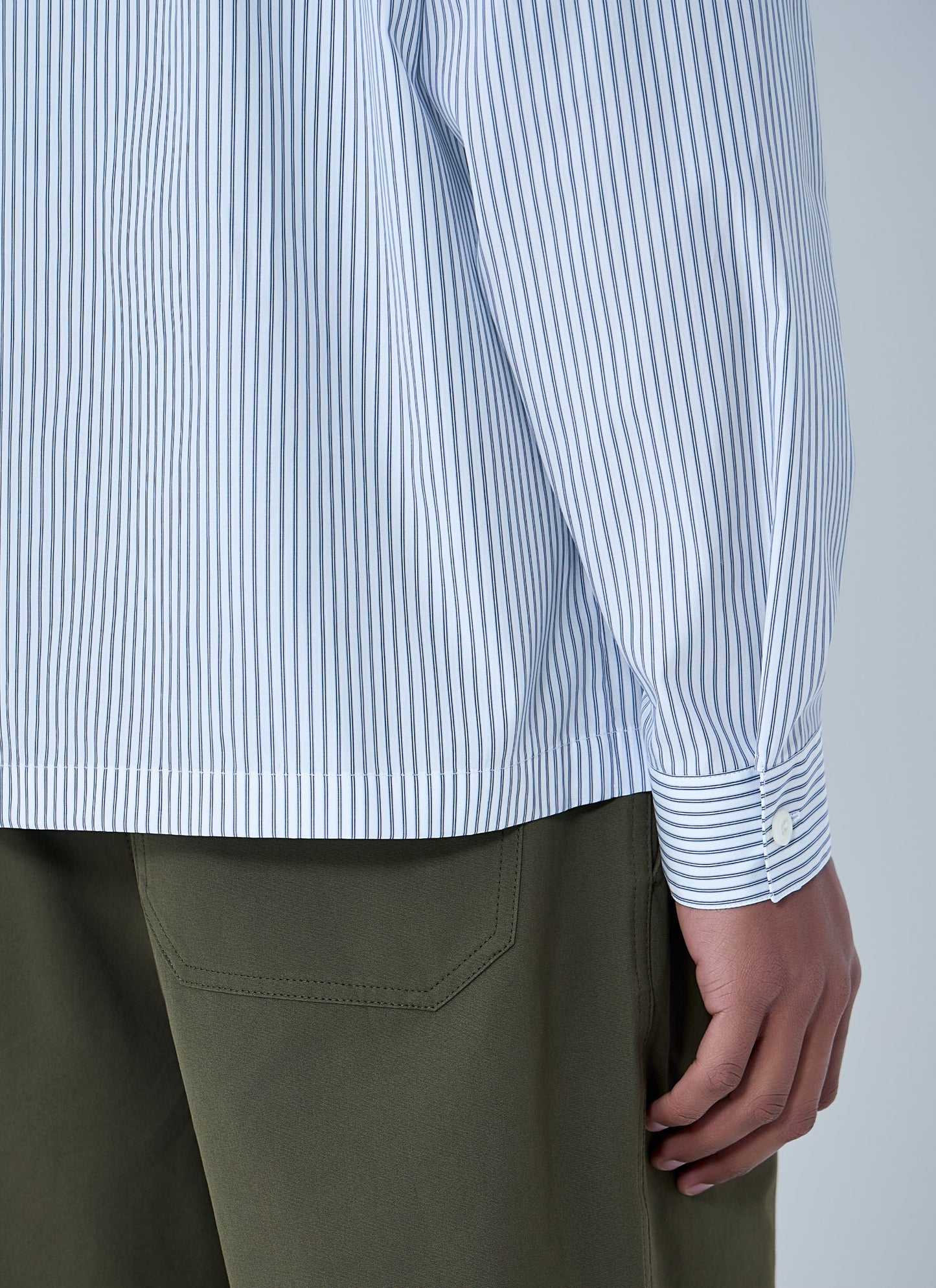 Prada Men Zip-Front Stripe Shirt PRADA