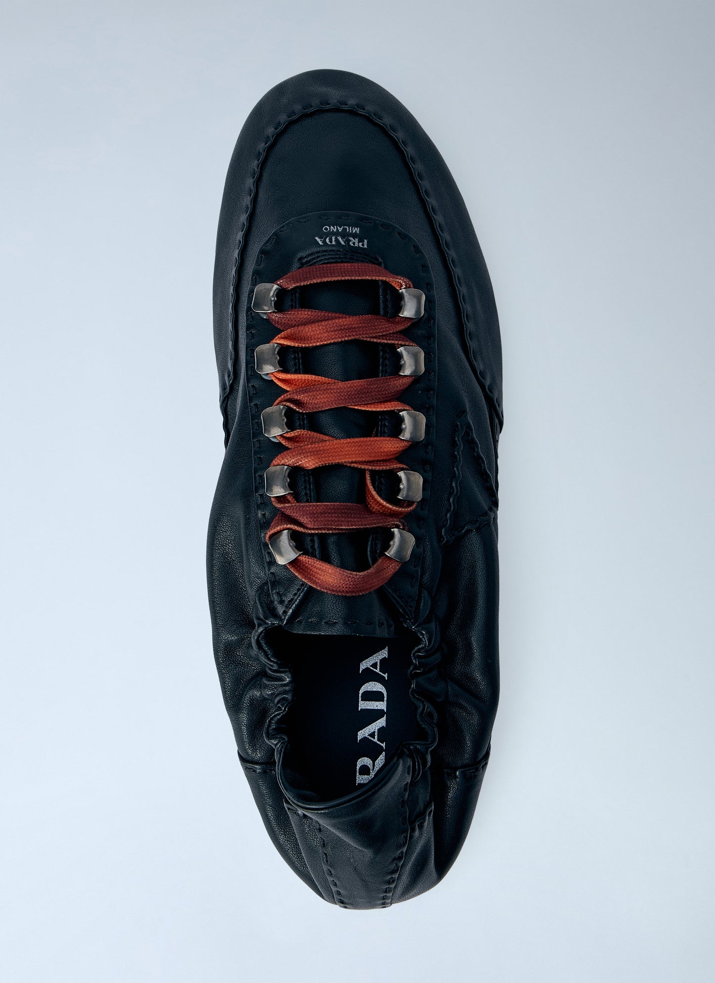 Prada Men Collapse Antiqued Nappa Leather Sneakers PRADA