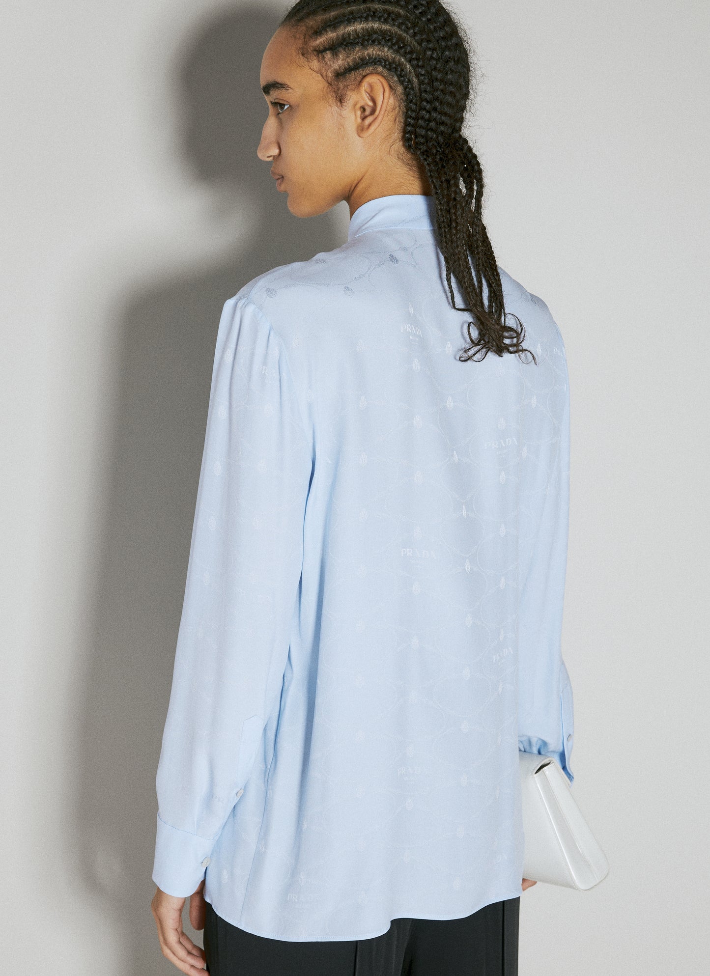 Prada Women Logo Jacquard Silk Shirt PRADA