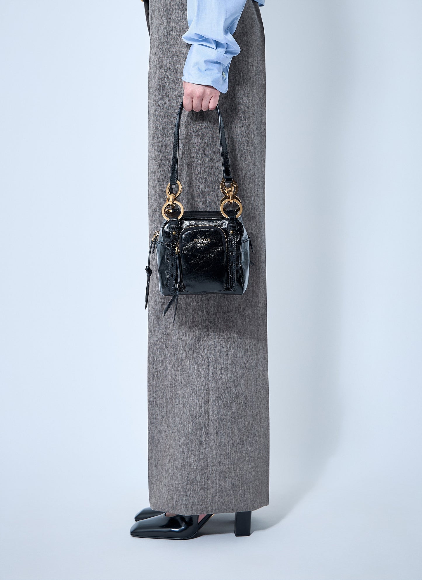 Prada Women Mini Dangle Leather Handbag PRADA