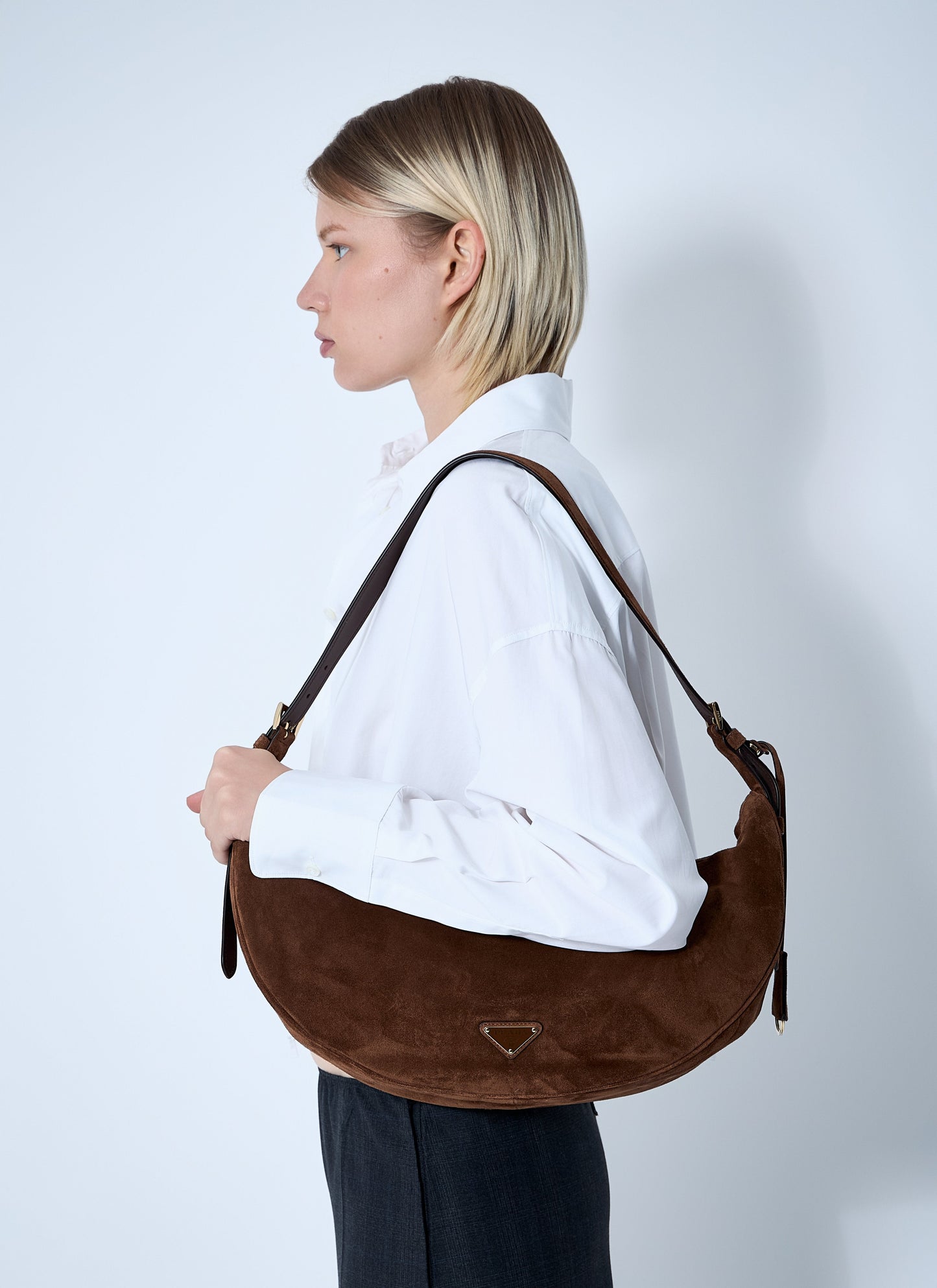 Prada Women Small Suede Shoulder Bag PRADA