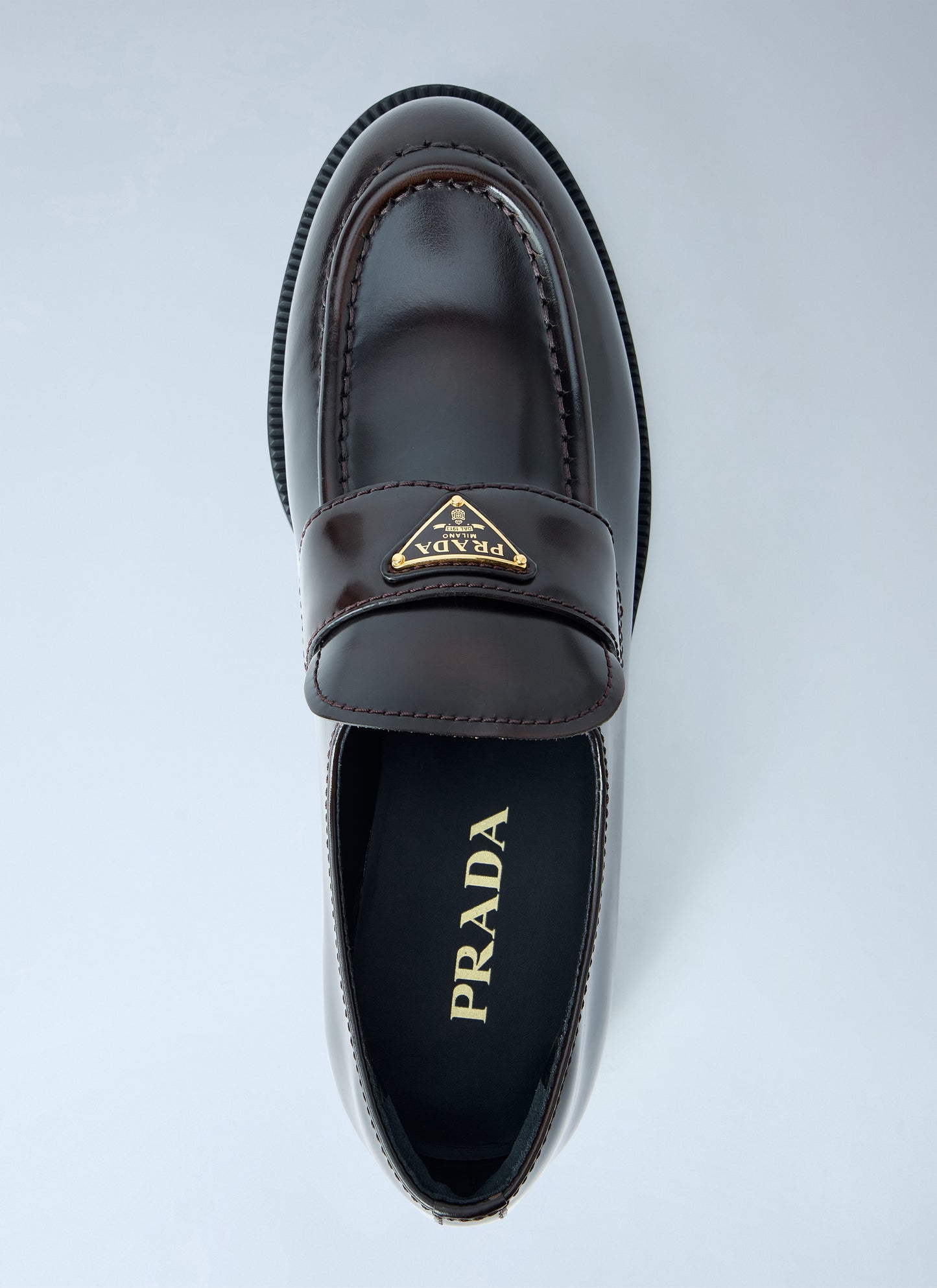Prada Women Leather Loafers With Logo Plaque PRADA