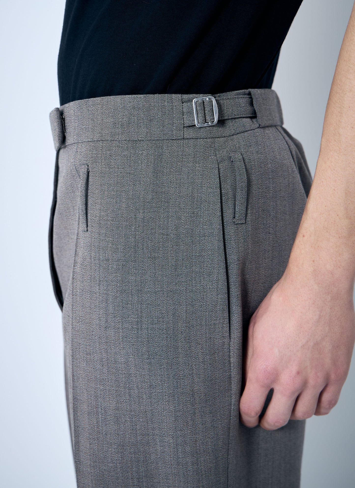 Prada Men Belted Tailored Wool-Blend Pants PRADA