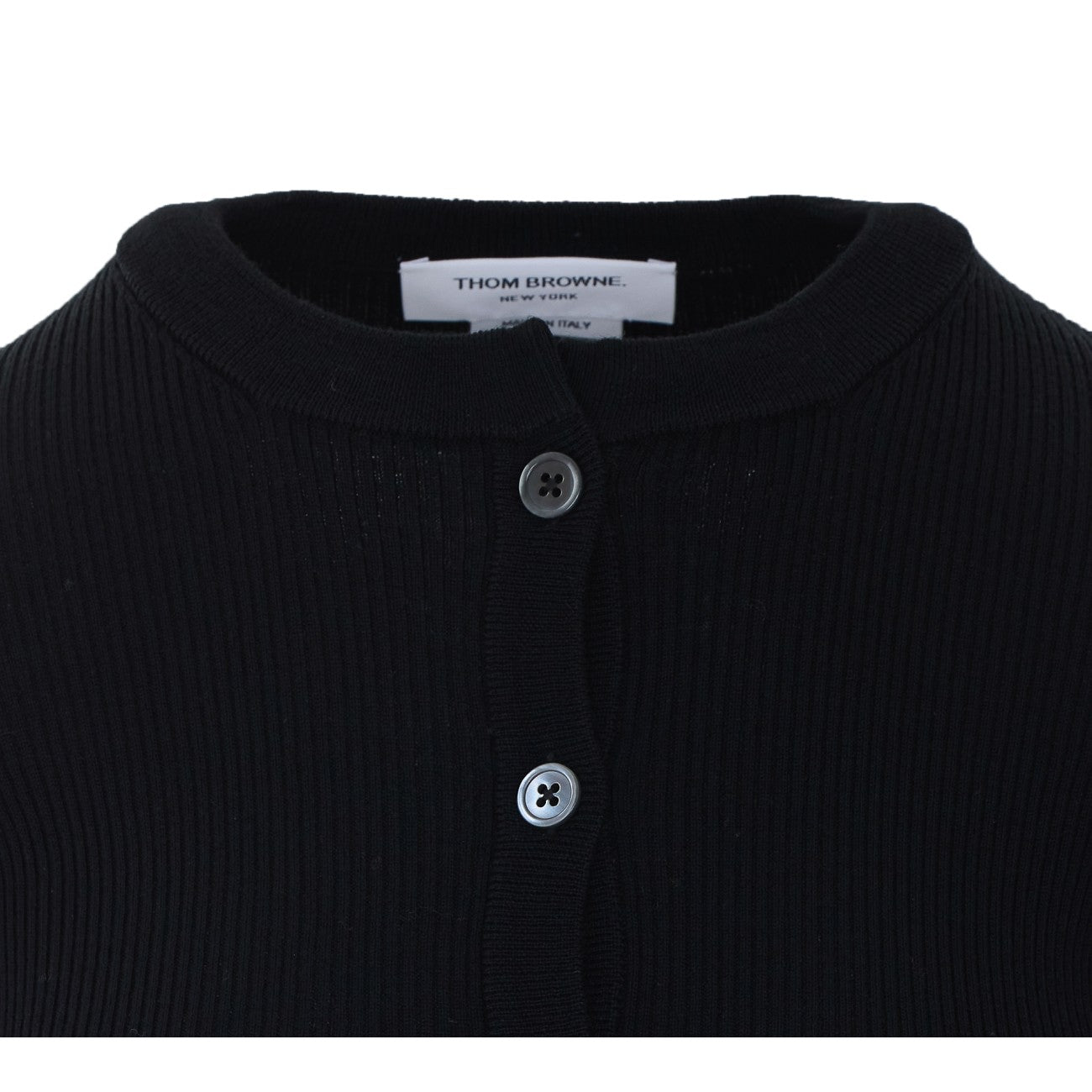 Thom Browne Women Ribbed Striped Logo Cardigan THOM BROWNE