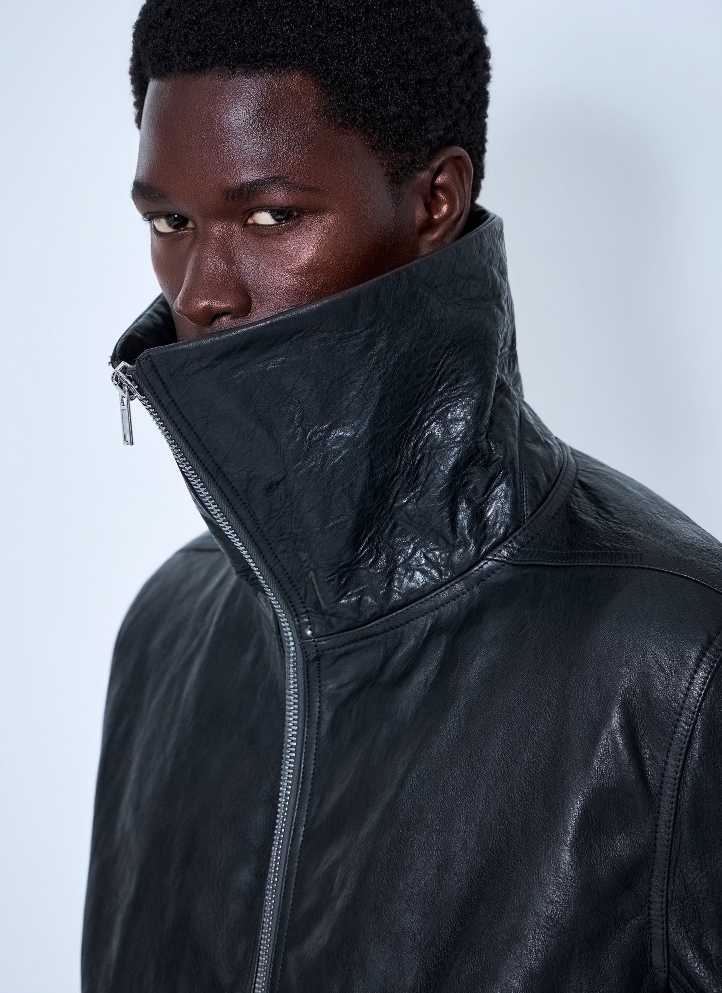 Rick Owens Men Dracuflight Hammered Leather Jacket RICK OWENS