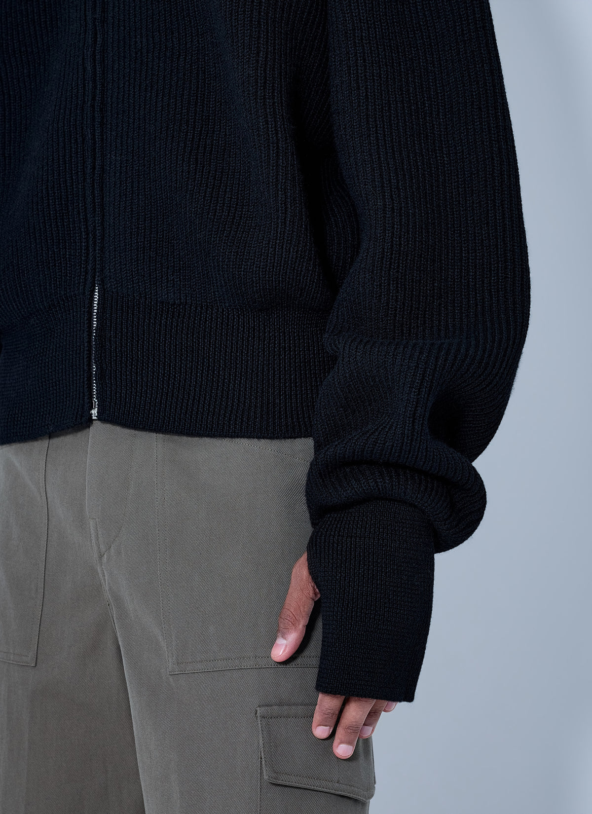 Rier Men Ribbed Zip-Up Cardigan RIER