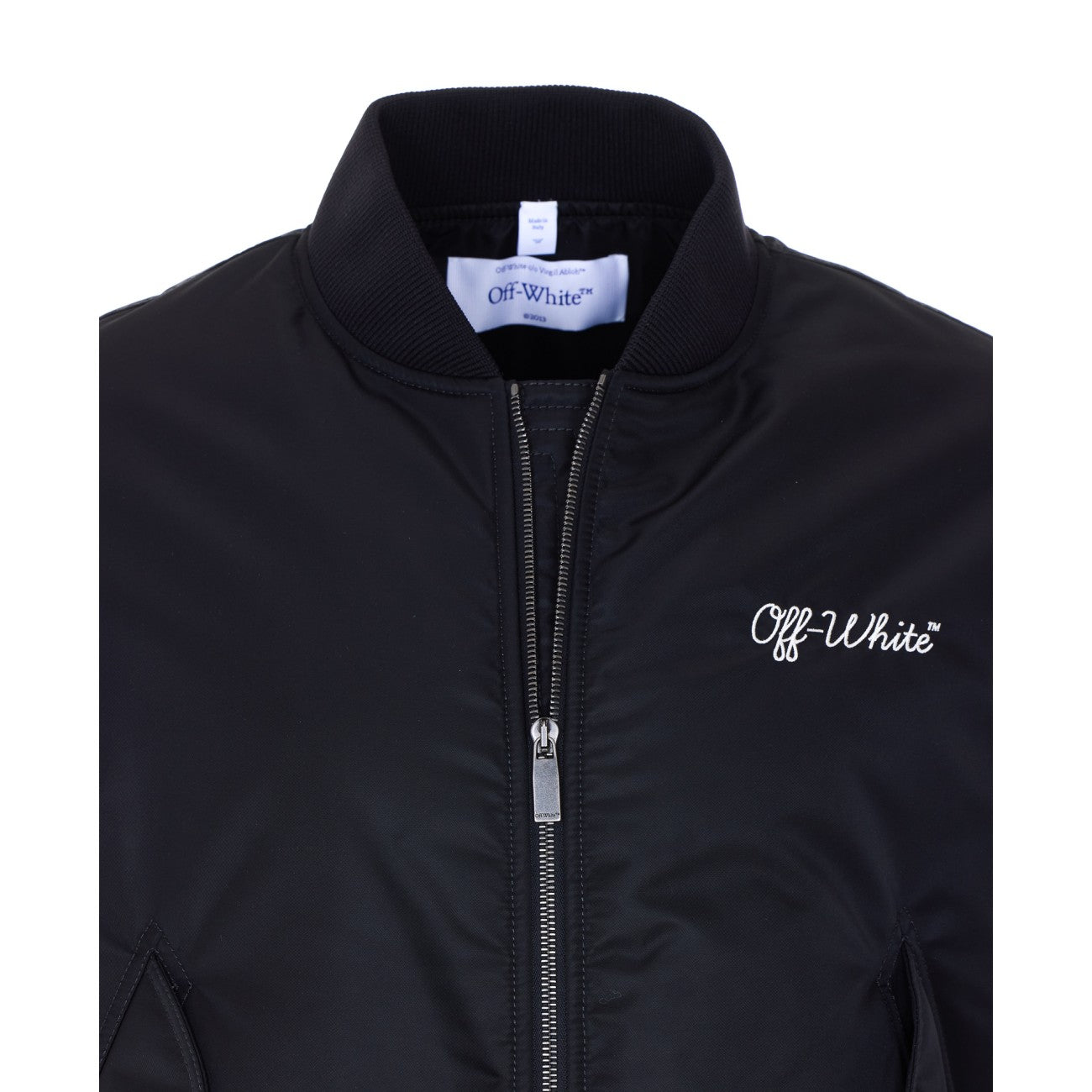 Off White Men Script Logo Varsity Bomber OFF-WHITE