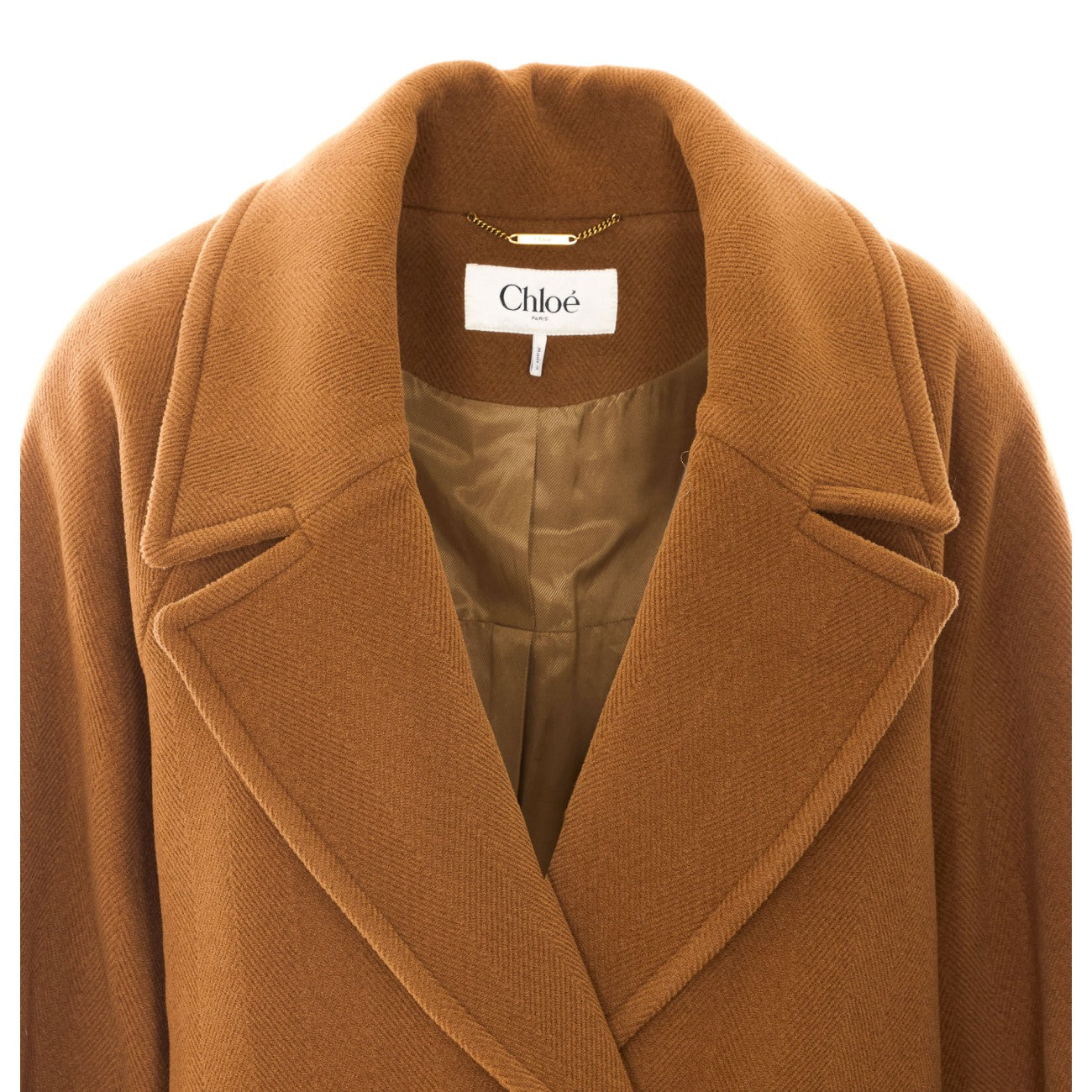 Chloe' Women Short Double-Breasted Wool Coat With Herringbone Pattern