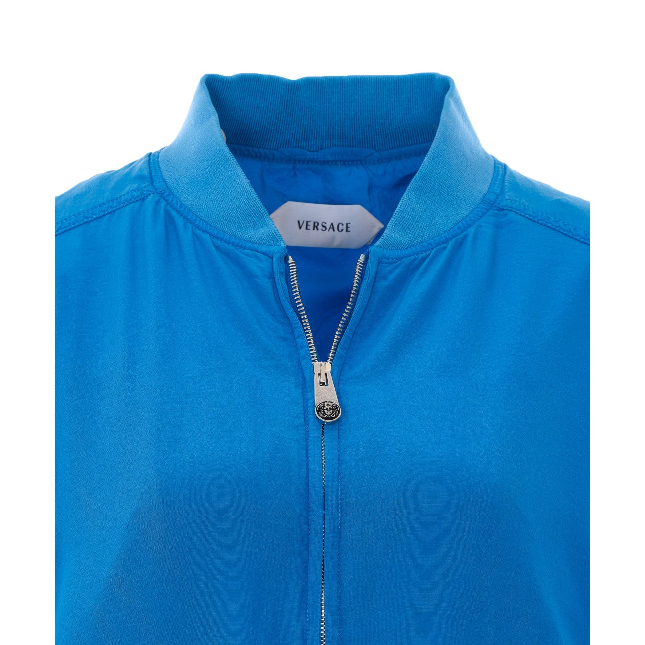 Versace Women Silk-Poplin Zip Blouson With Versace Logo Embroidery VERSACE