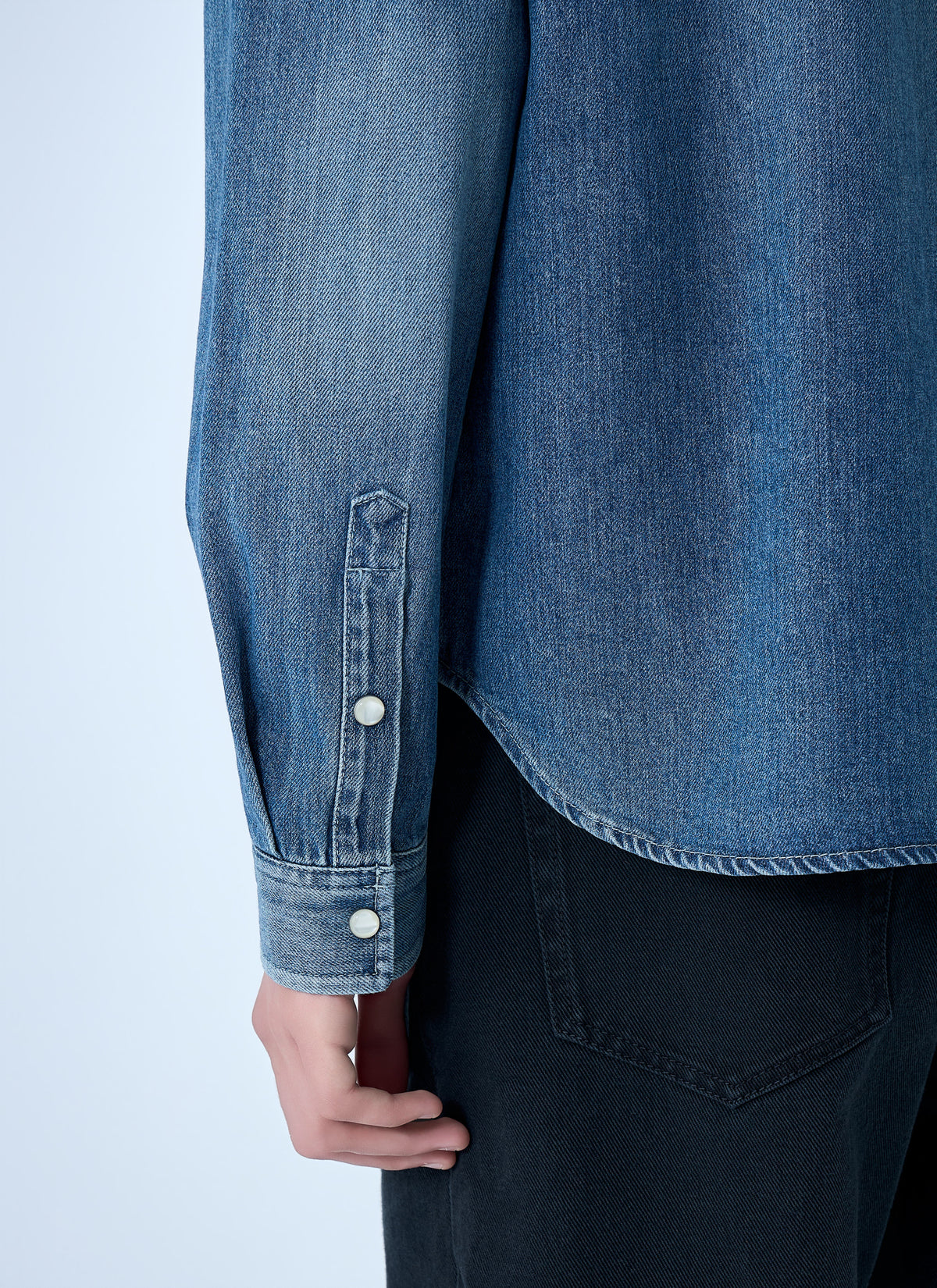 Saint Laurent Men Cassandre Denim Shirt SAINT LAURENT