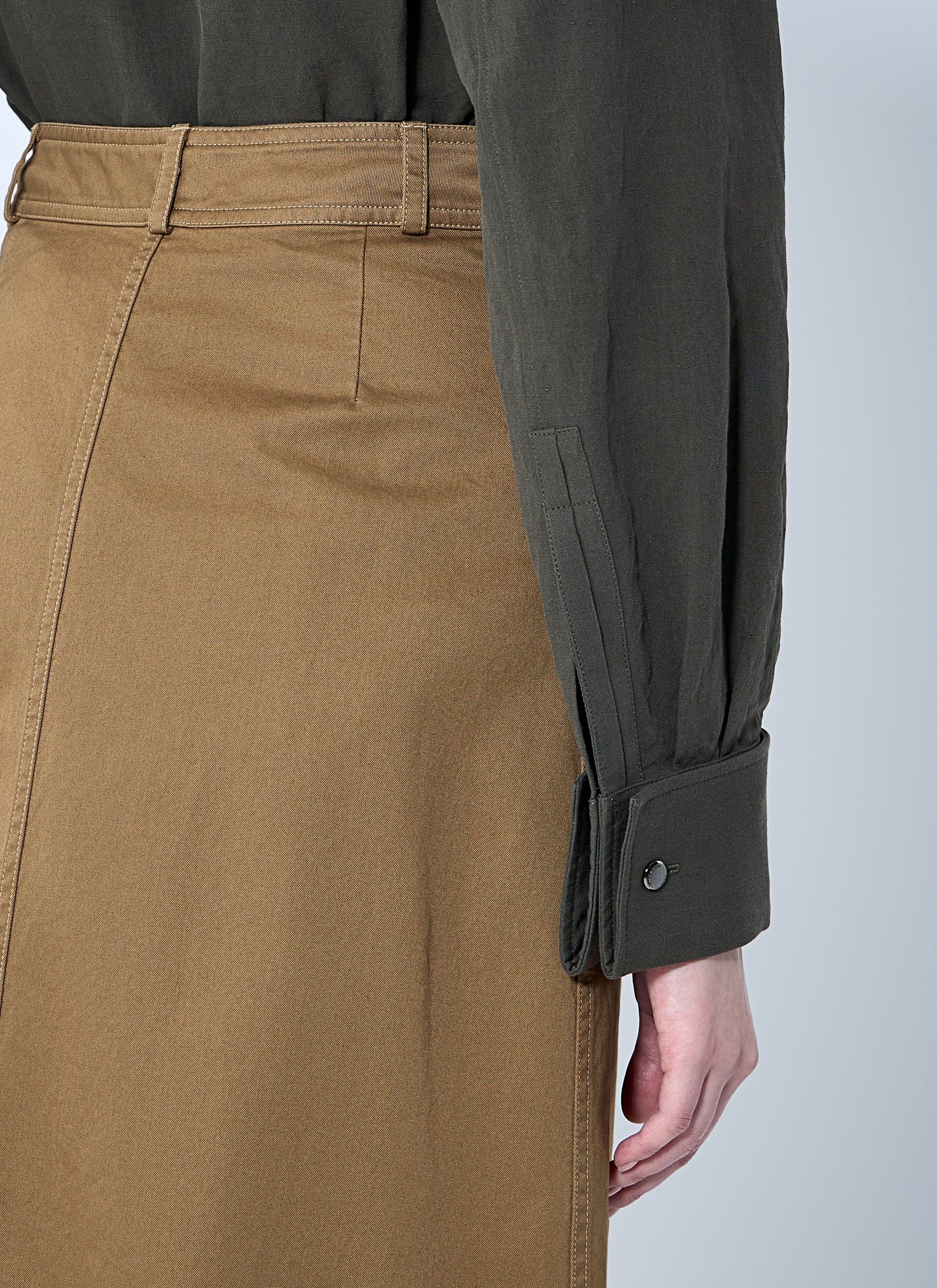 Saint Laurent Women Cotton Serge Midi Skirt SAINT LAURENT