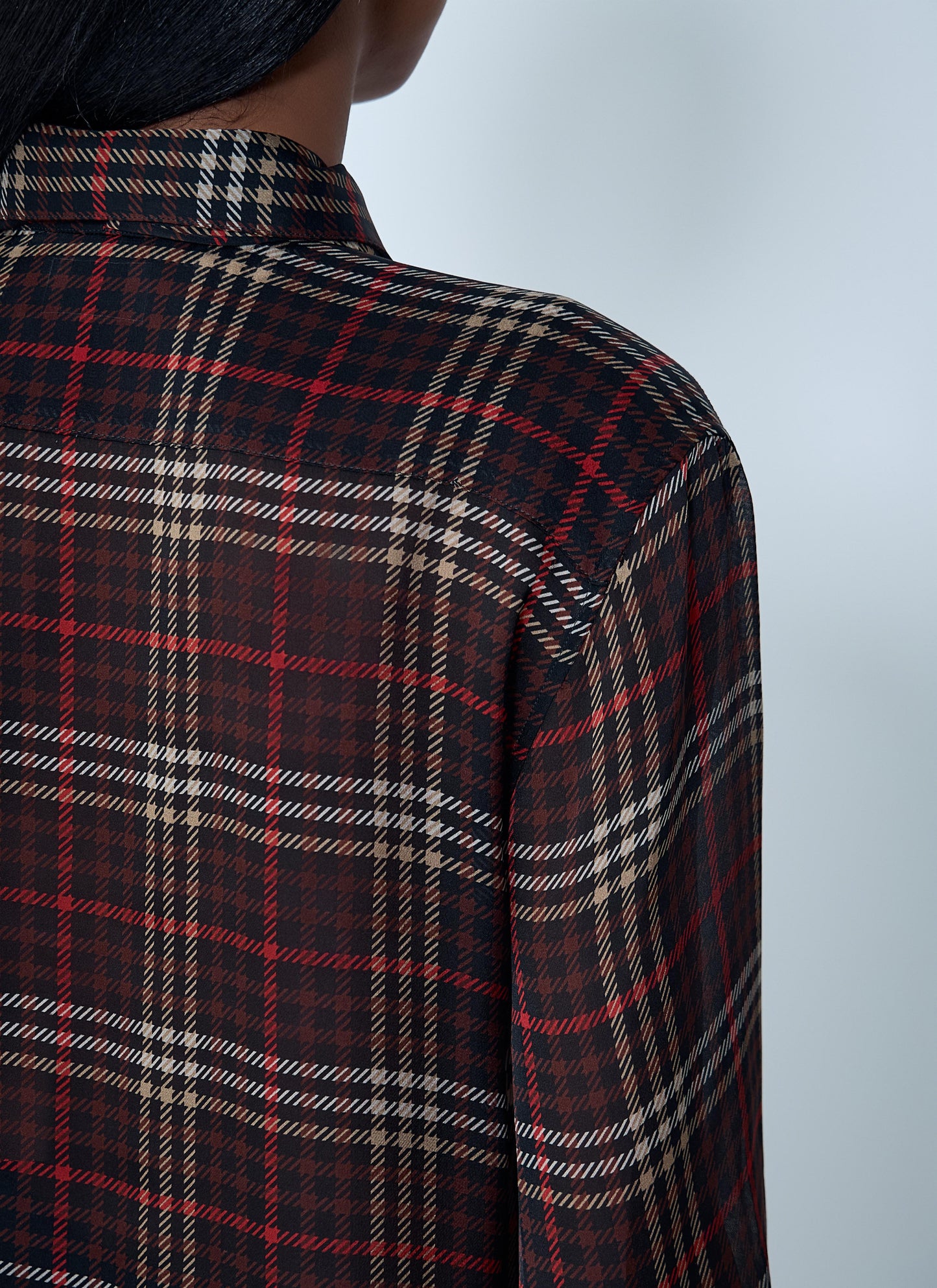 Saint Laurent Women Tartant Silk Cassandre Shirt SAINT LAURENT