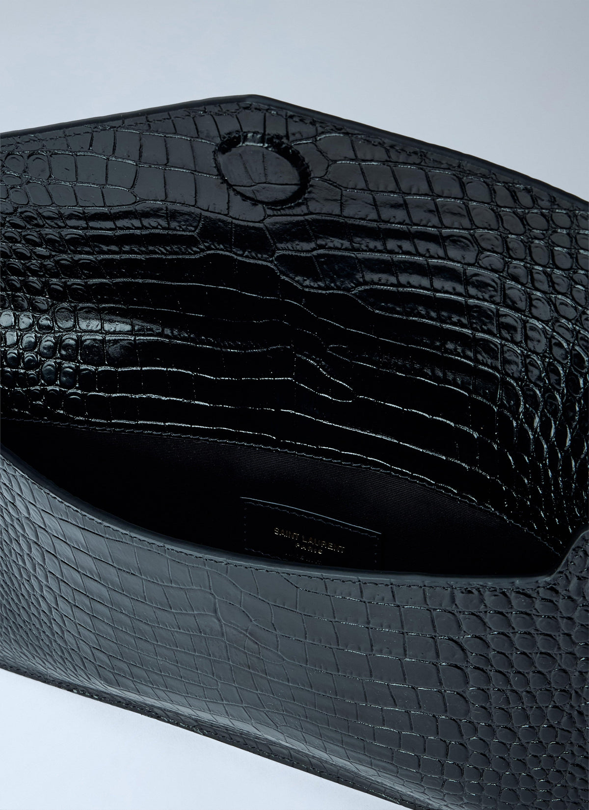 Saint Laurent Women Uptown Crocodile-Embossed Shiny Leather Pouch SAINT LAURENT