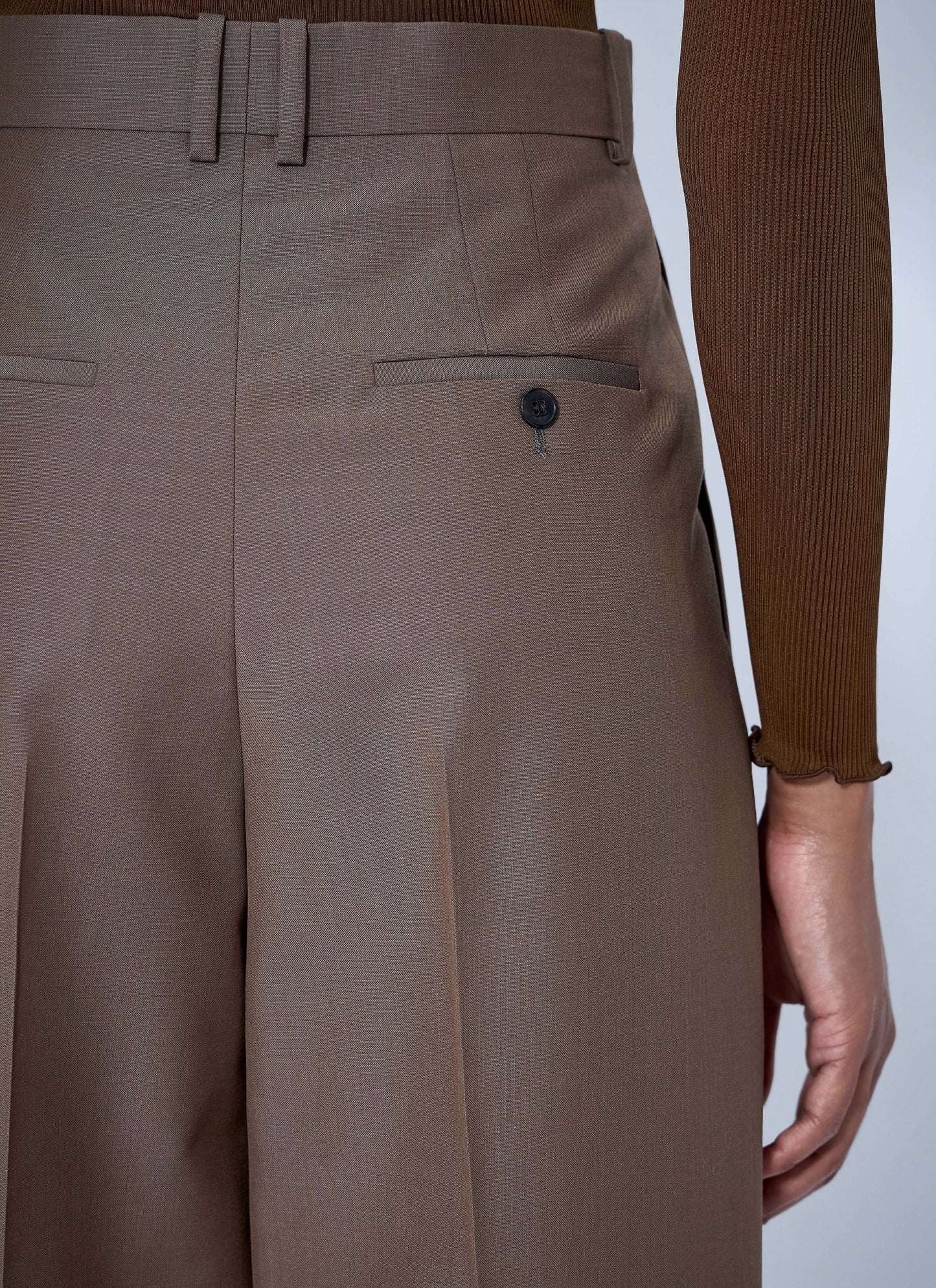 Saint Laurent Women Wool Blend Wide-Leg Pants SAINT LAURENT