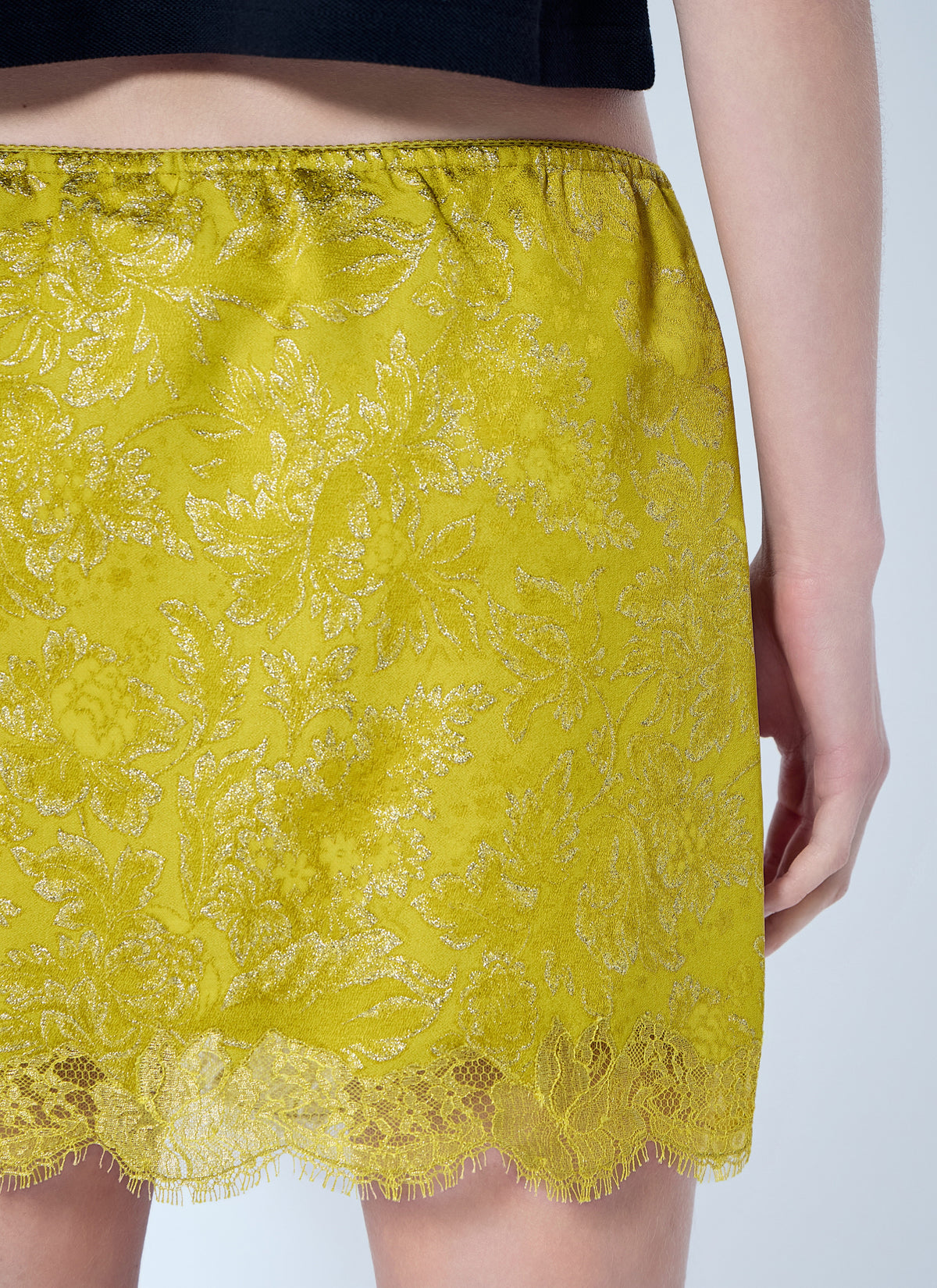 Saint Laurent Women Baroque Mini Skirt In Jacquard And Lace SAINT LAURENT