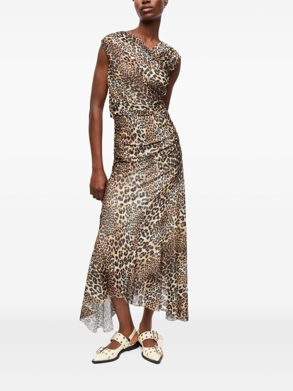 Ganni Women Leopard Print Midi Dress GANNI