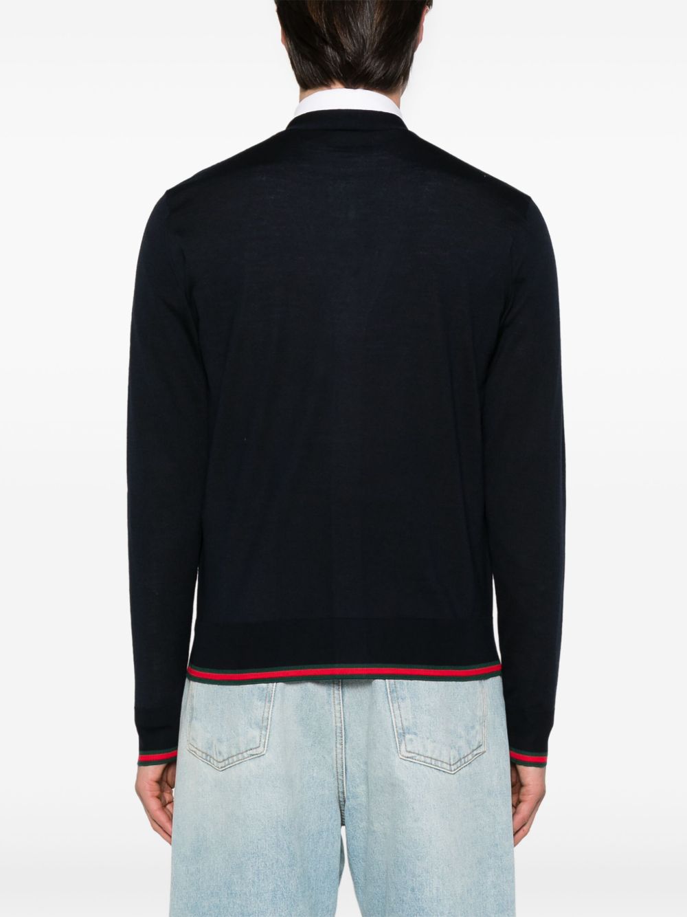 Gucci Men Web Detail Wool Cardigan