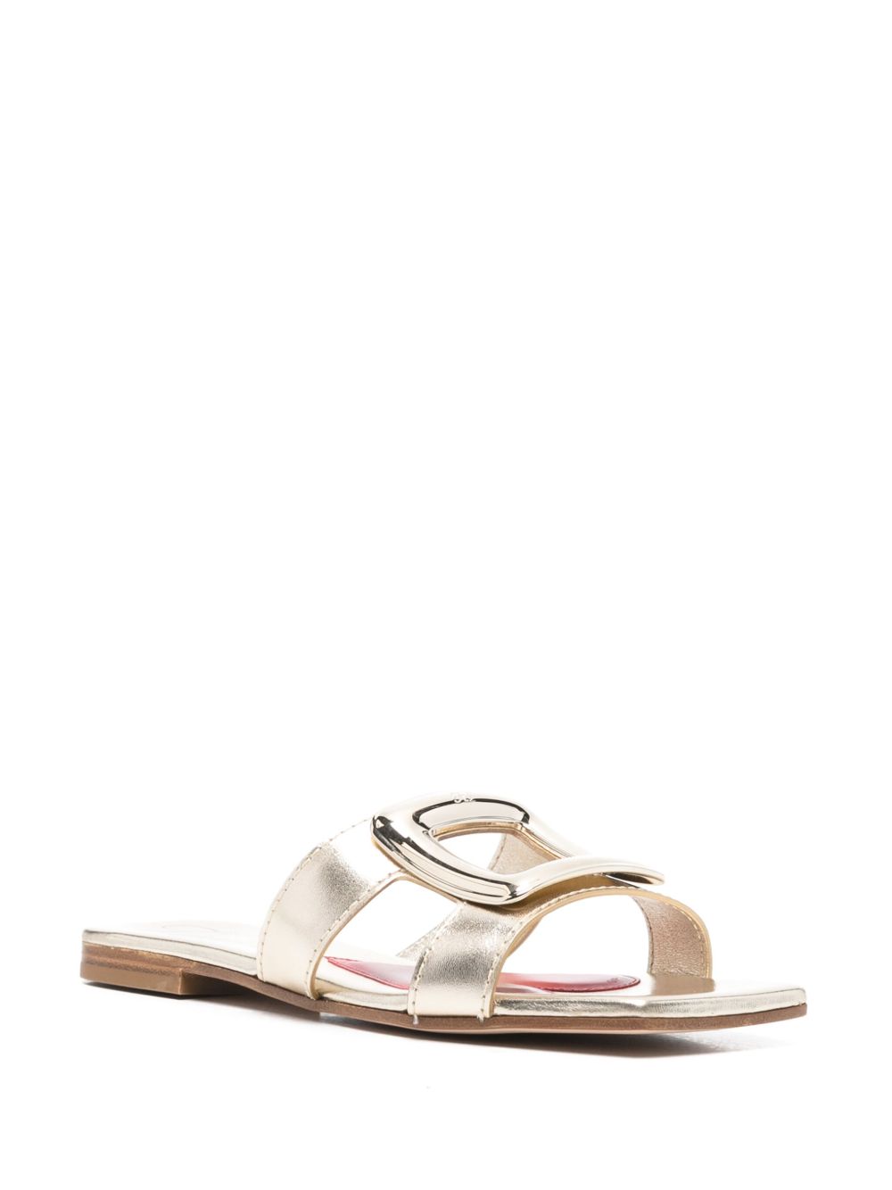 Roger Vivier Women Metal Buckle Leather Flat Sandals ROGER VIVIER