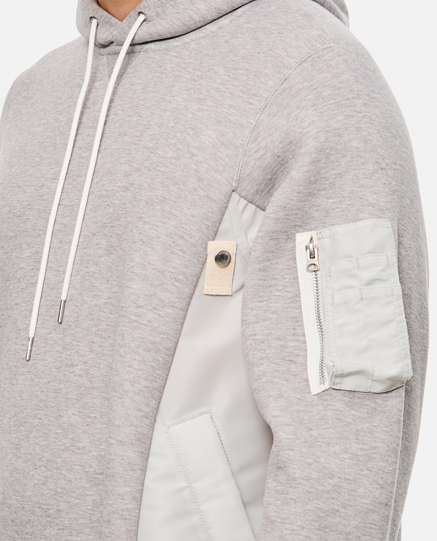 Sacai Men Terry Sweatshirt With Twill And Nylon Hood SACAI