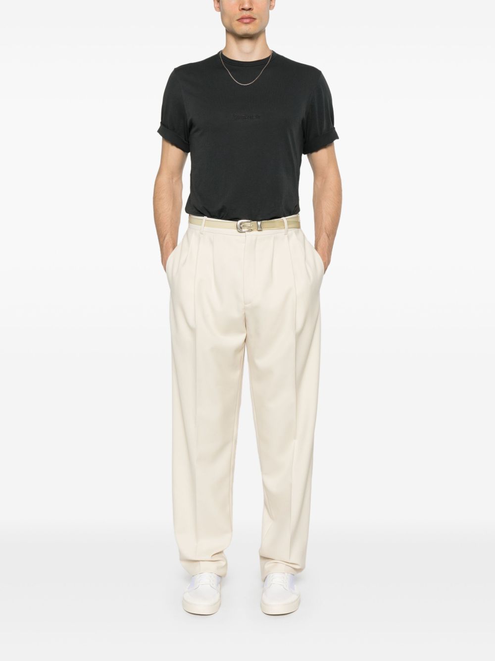Saint Laurent Men Logo Cotton T-Shirt SAINT LAURENT