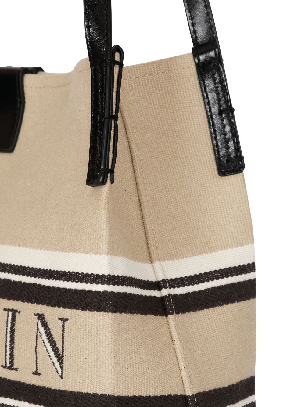 Balmain Women Release Small Canvas And Leather Tote BALMAIN