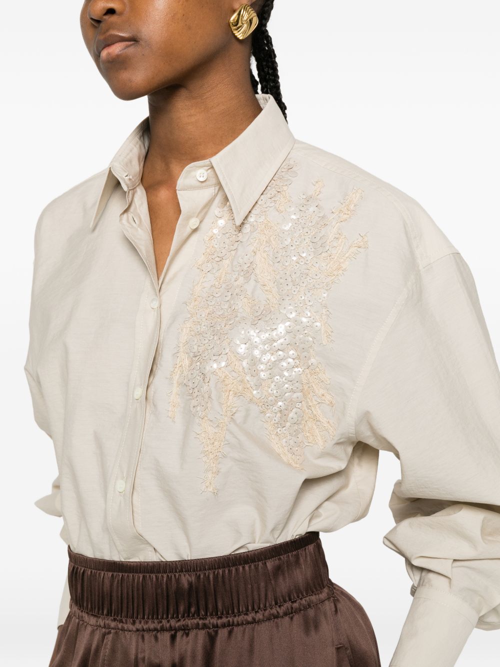Brunello Cucinelli Women Embroidered Cotton Shirt BRUNELLO CUCINELLI