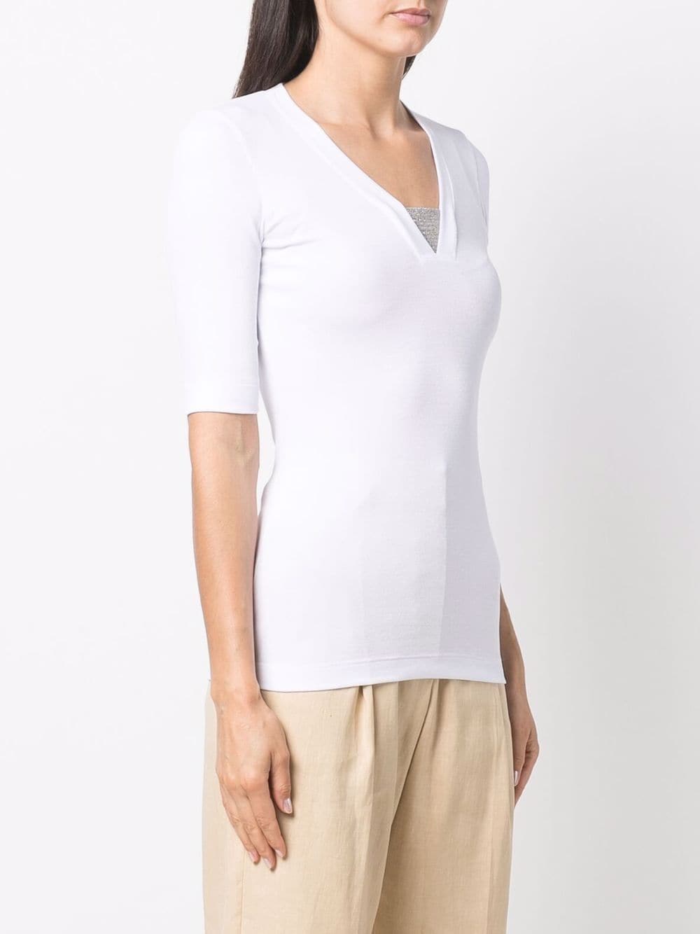 Brunello Cucinelli Women Cotton V-Necked Sweater BRUNELLO CUCINELLI