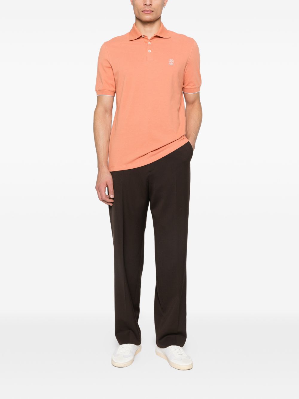Brunello Cucinelli Men Logo Cotton Polo Shirt