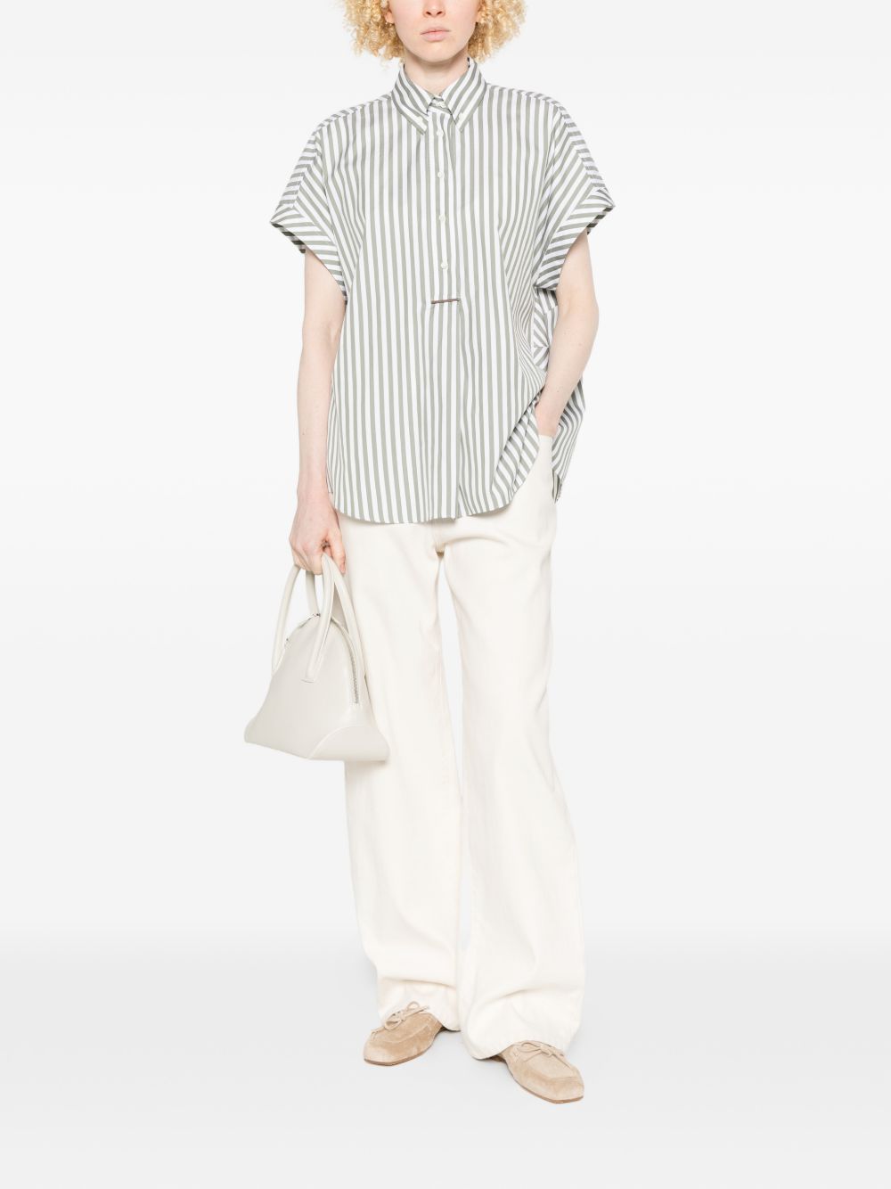 Brunello Cucinelli Women Cotton And Silk Striped Shirt BRUNELLO CUCINELLI