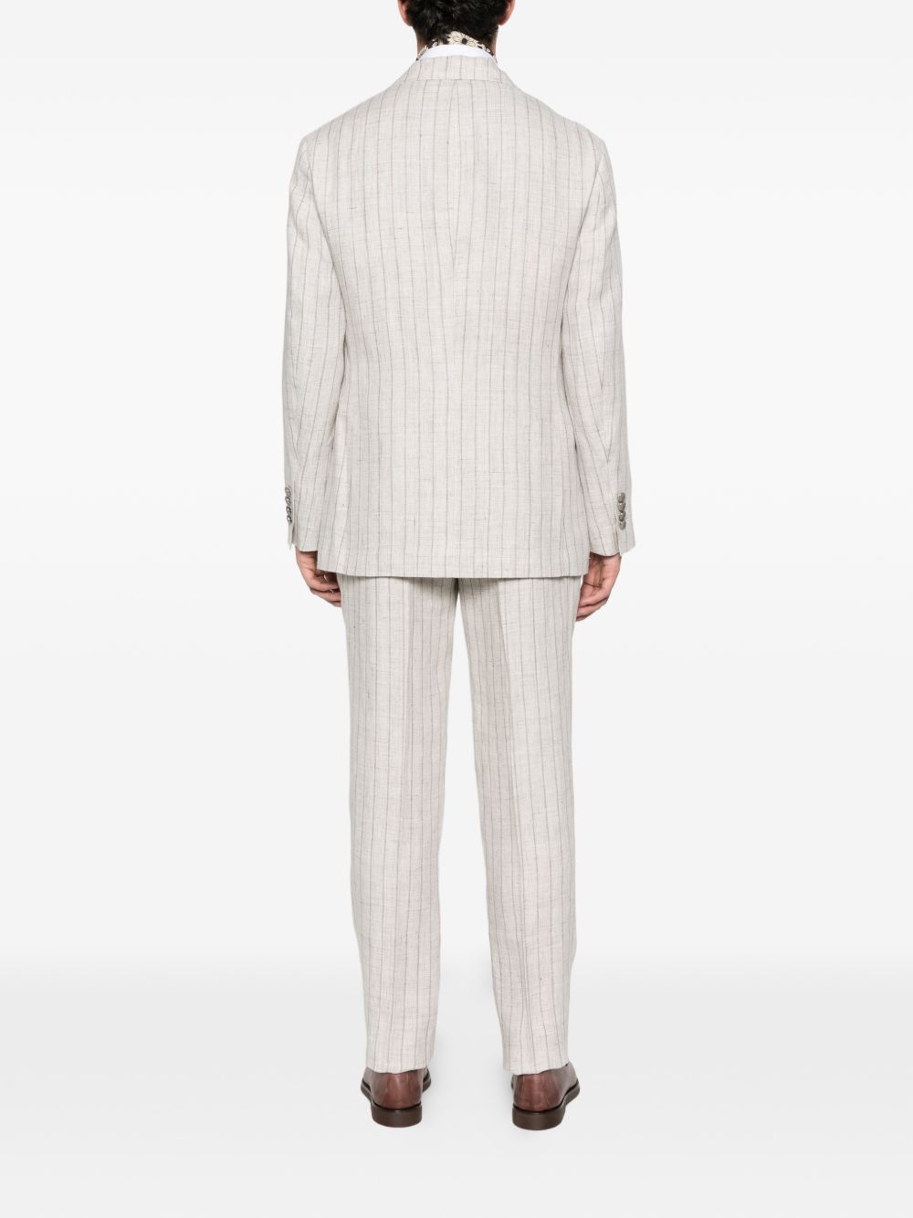 Brunello Cucinelli Men Linen Double-Breasted Suit BRUNELLO CUCINELLI
