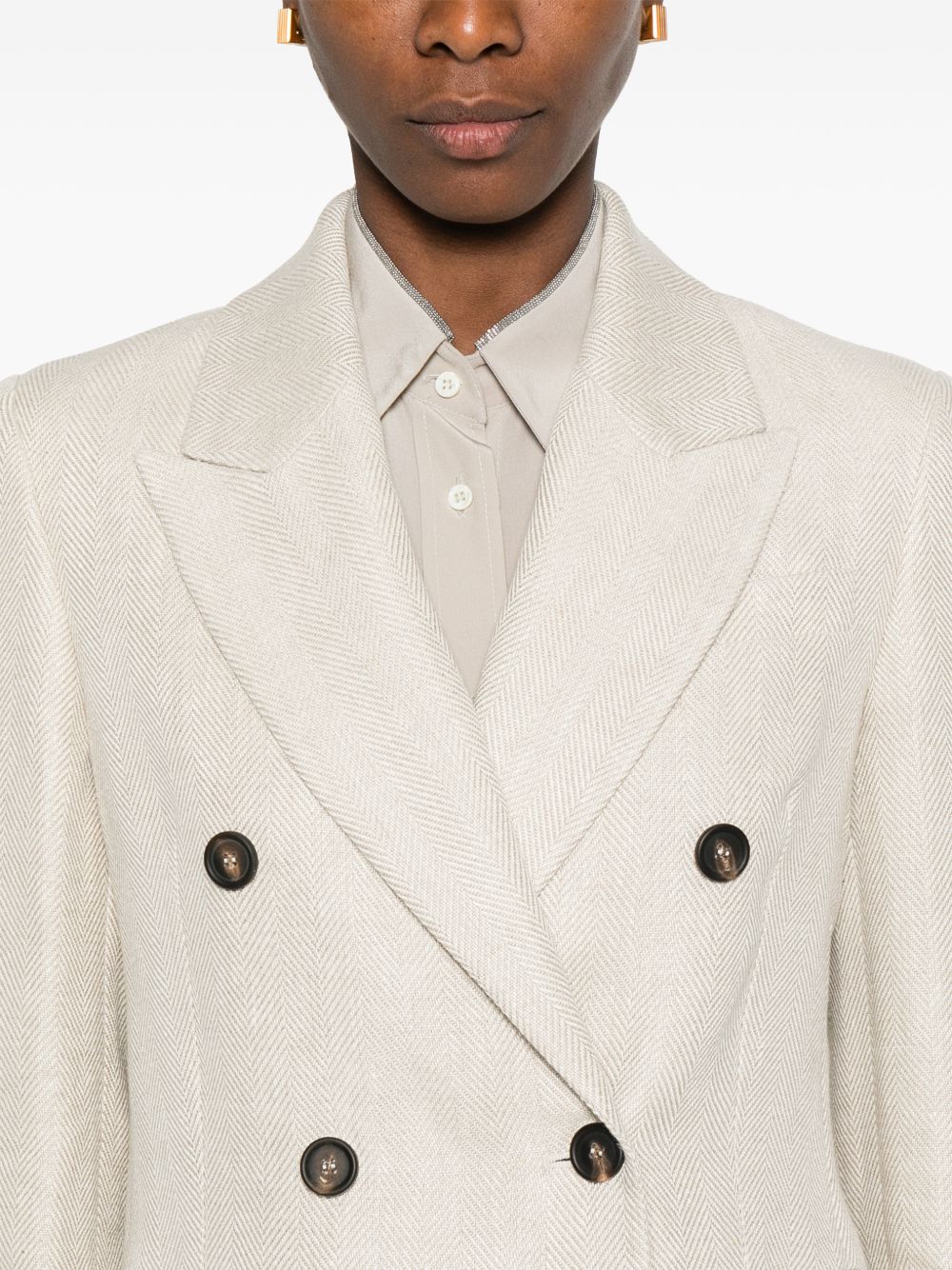 Brunello Cucinelli Women Linen Double-Breasted Jacket BRUNELLO CUCINELLI