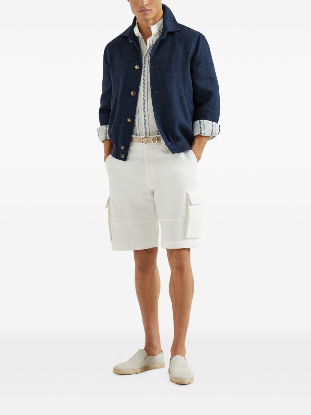 Brunello Cucinelli Men Linen And Silk Blend Blouson Jacket BRUNELLO CUCINELLI