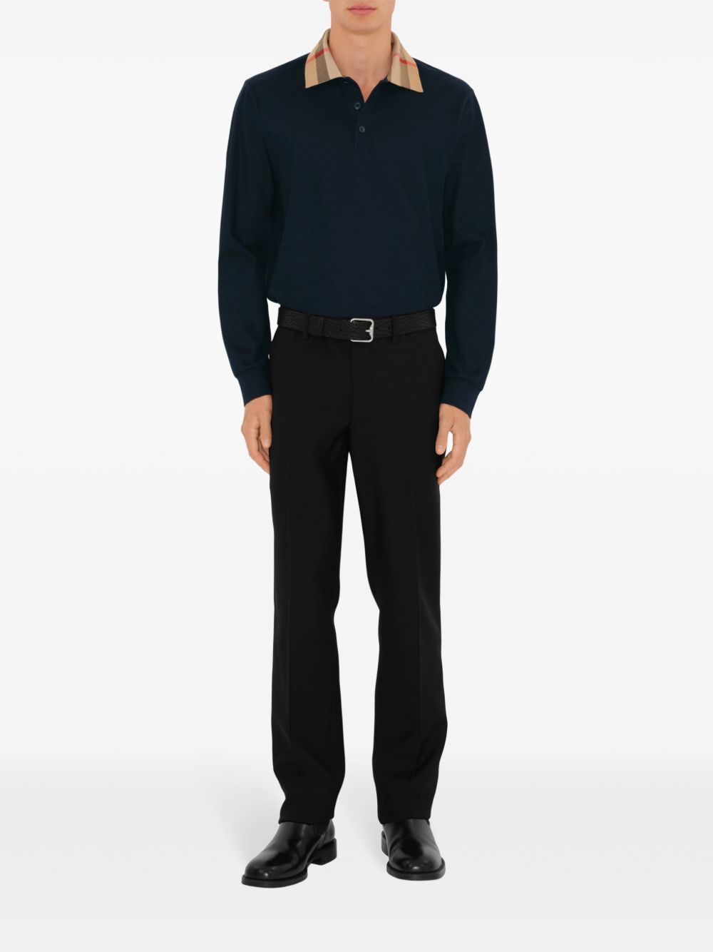 Burberry Men Check Collar Cotton Polo Shirt BURBERRY